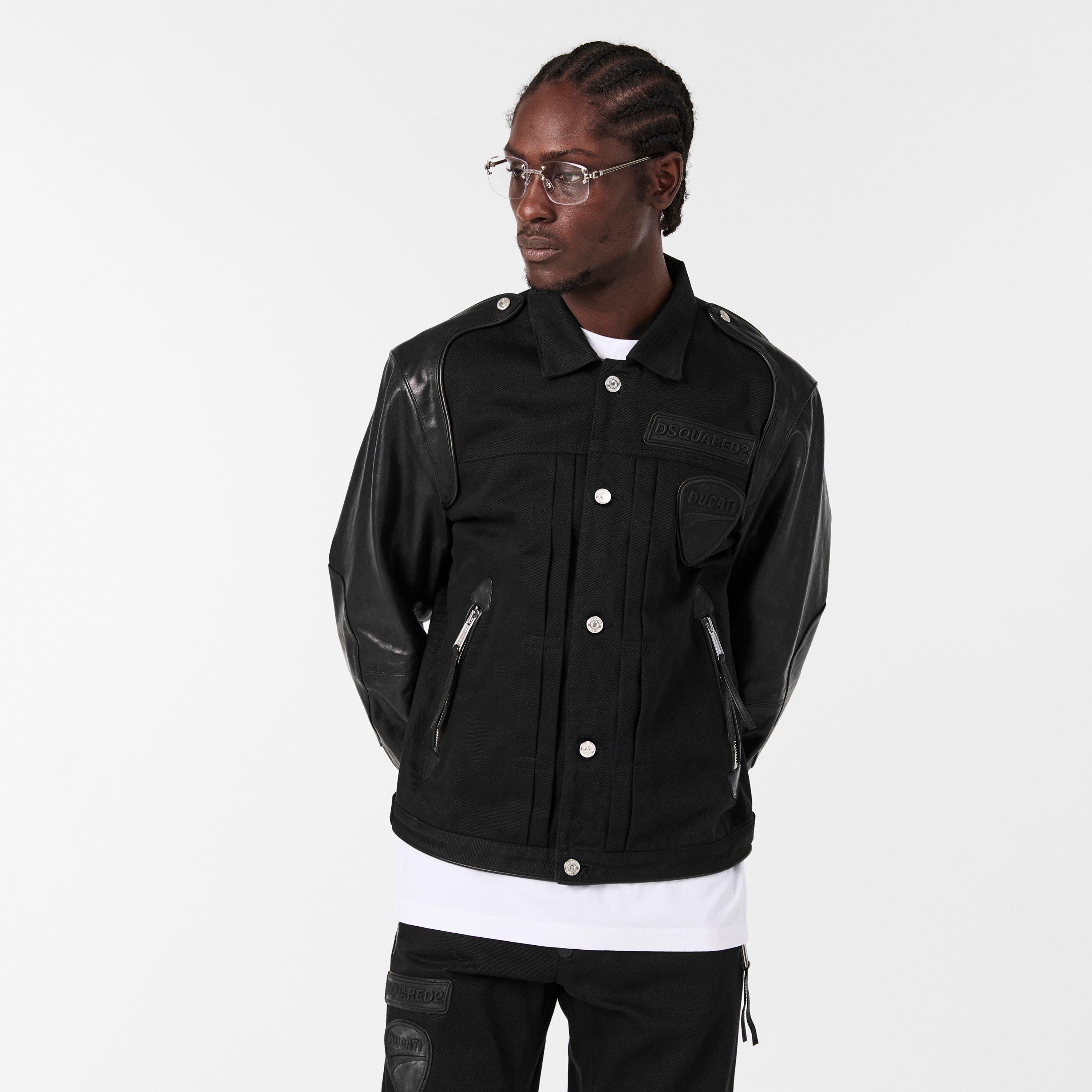 Black - DSquared2 - Men's Leather Slim Fit Jacket - 3