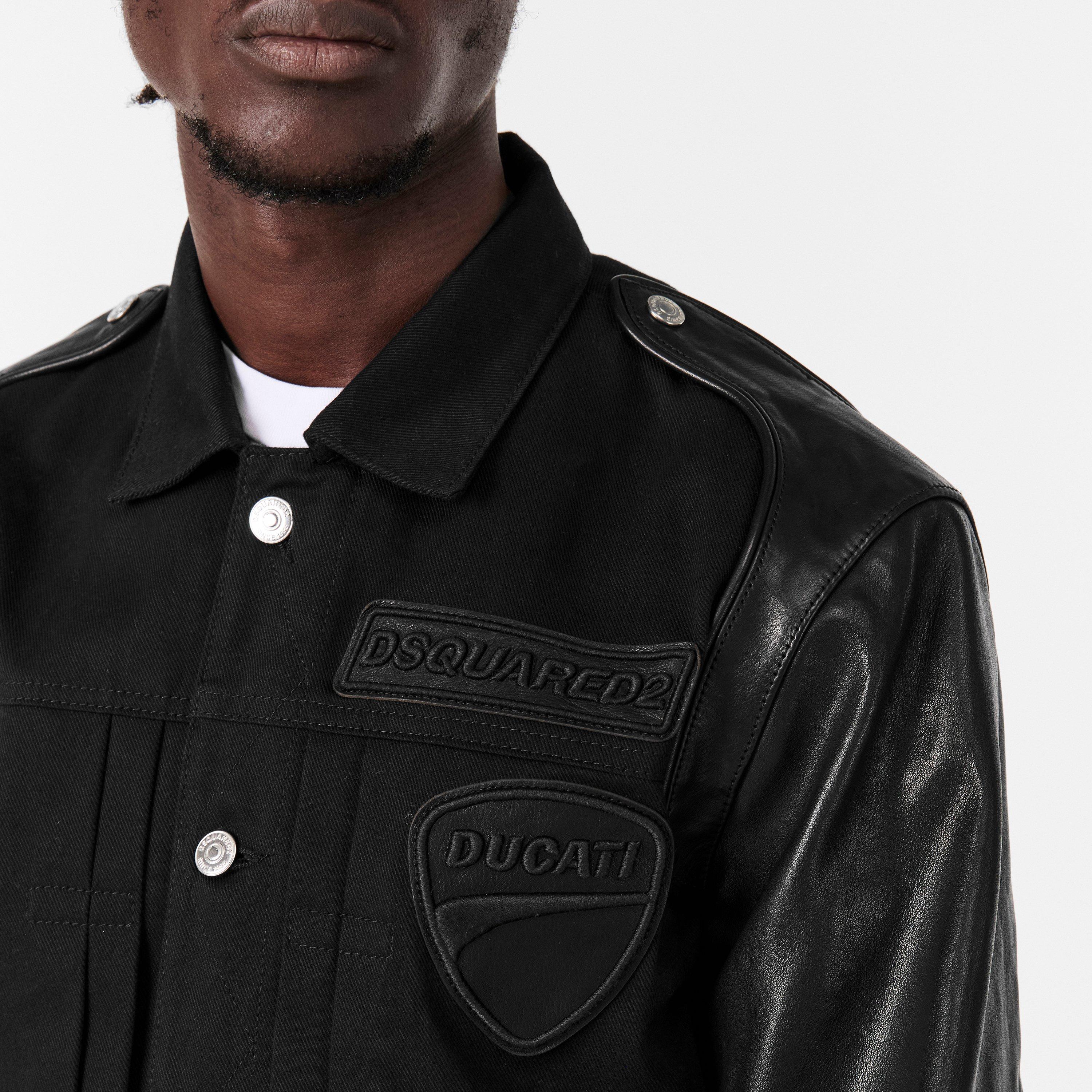 Black - DSquared2 - Men's Leather Slim Fit Jacket - 5