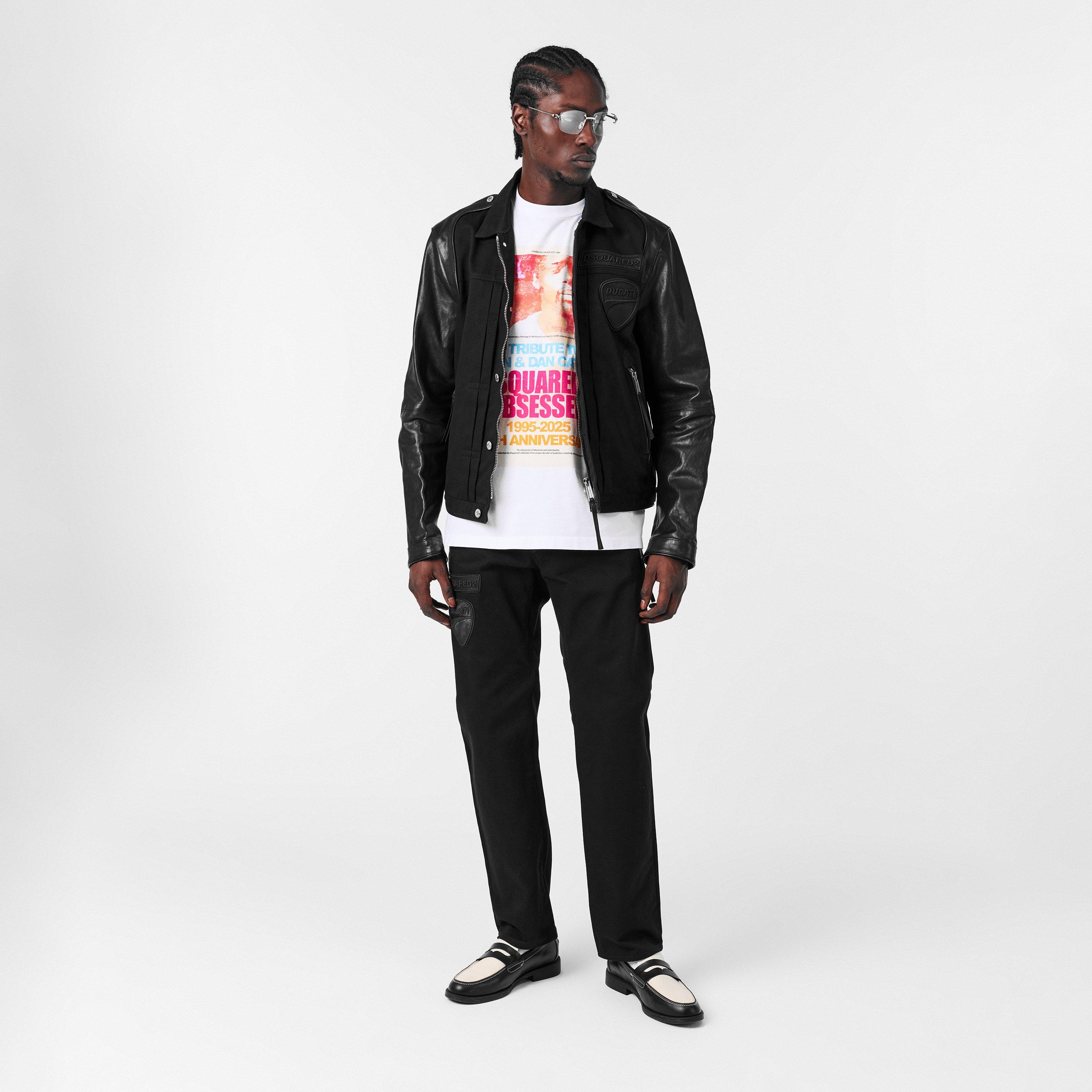 Black - DSquared2 - Men's Leather Slim Fit Jacket - 6