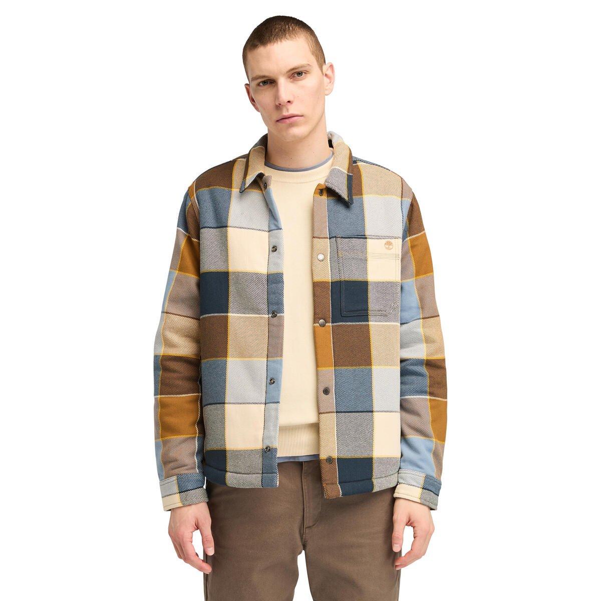 Dark Wheat - Timberland - Men's Sherpa Lined Plaid Overshirt - 2