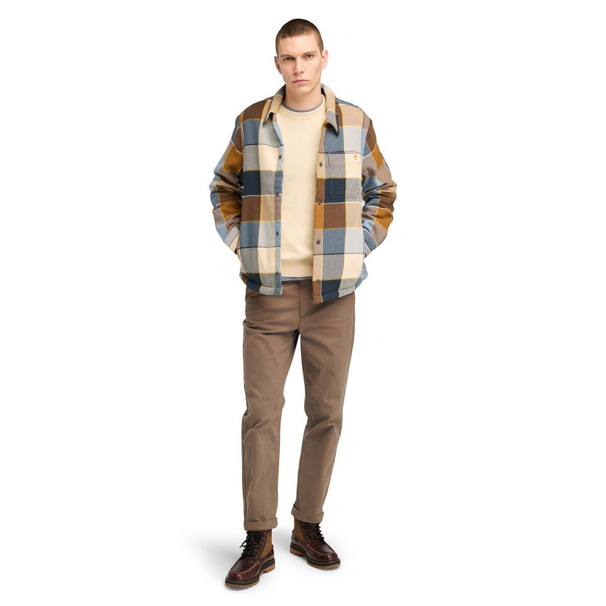 Dark Wheat - Timberland - Men's Sherpa Lined Plaid Overshirt - 6