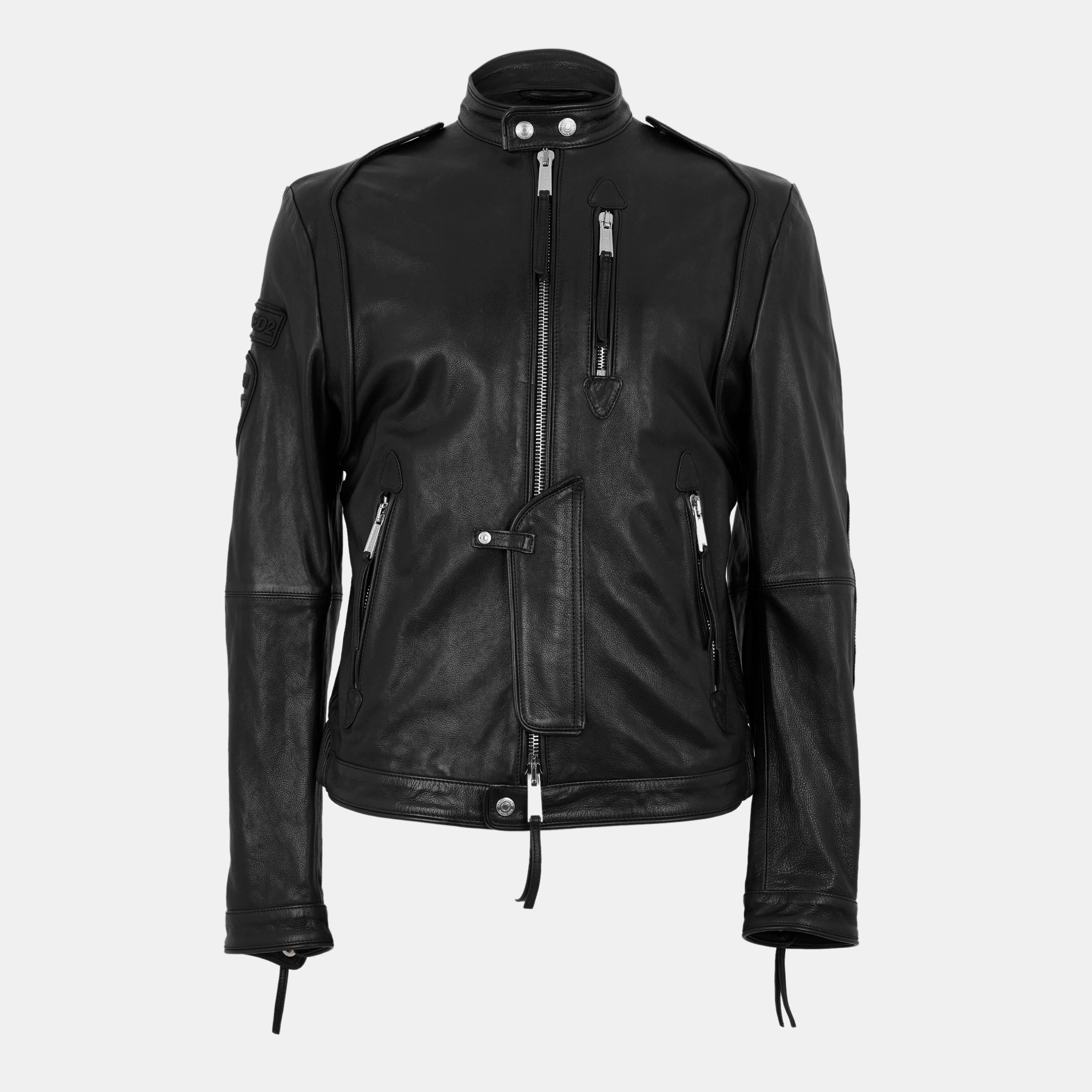 Black - DSquared2 - Men's Leather Tailored Fit Jacket - 1