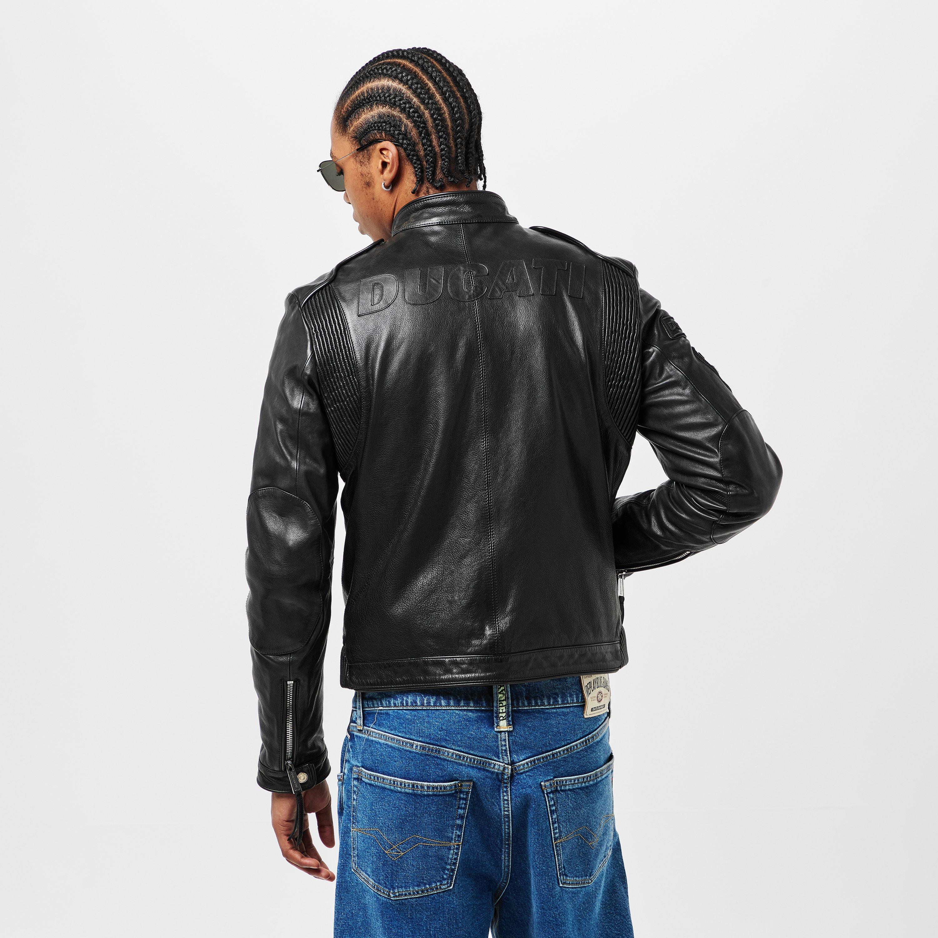 Black - DSquared2 - Men's  Structured Tailored Fit Leather Jacket - 4