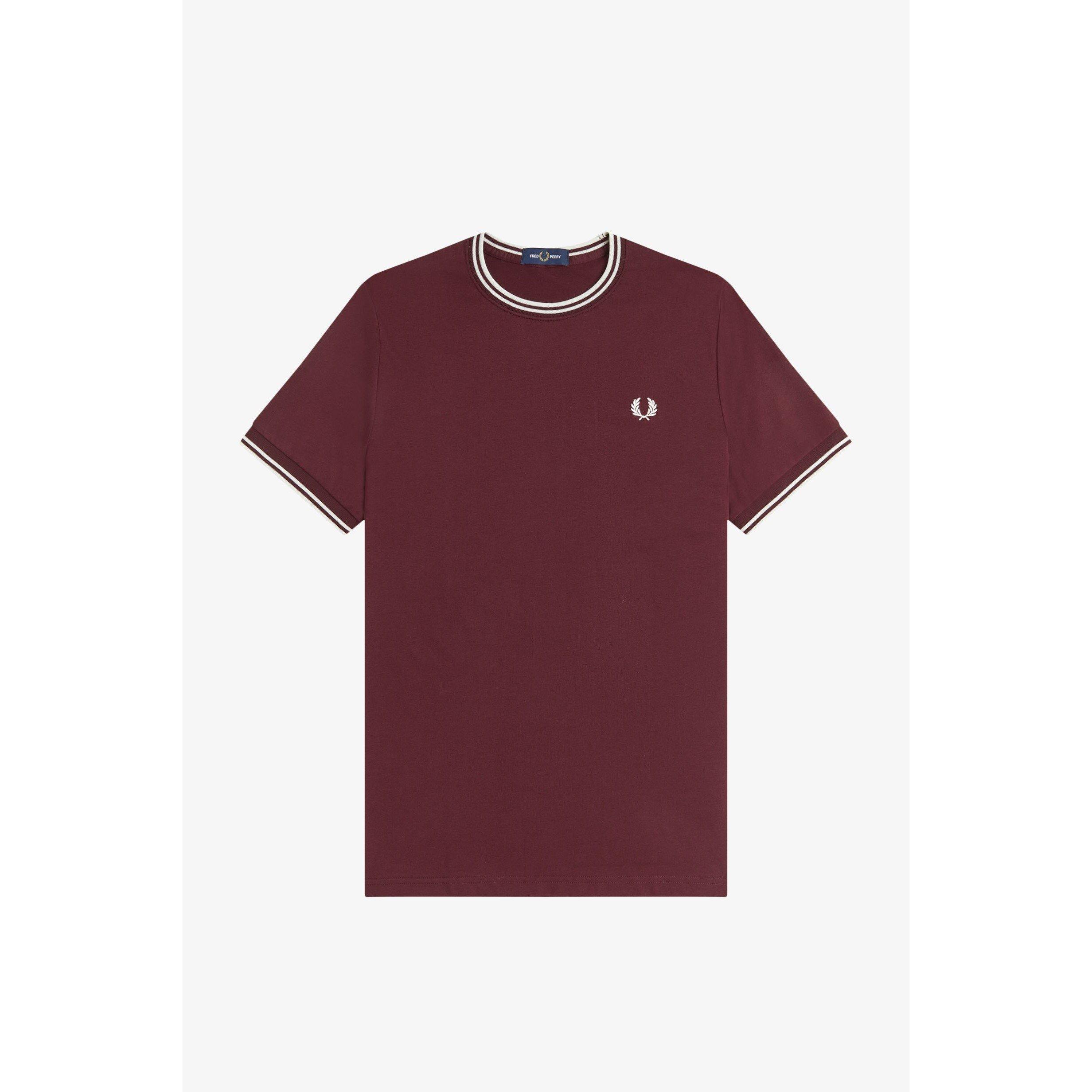 Fred Perry Men's Twin Tipped T-Shirt - Oxblood 64A - 2XL