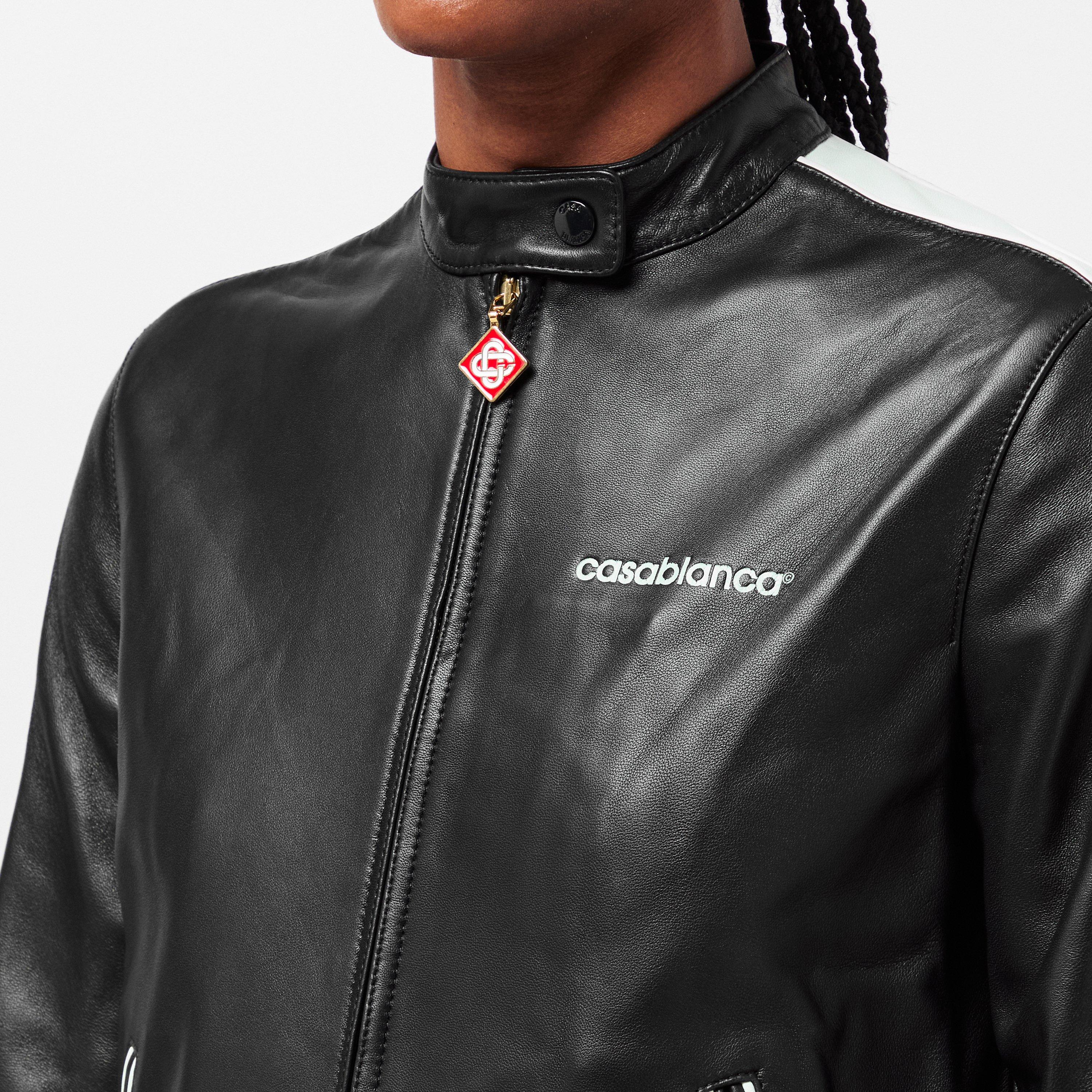 Black - Casablanca - Women's Casa Racer Racing Leather Jacket - 5