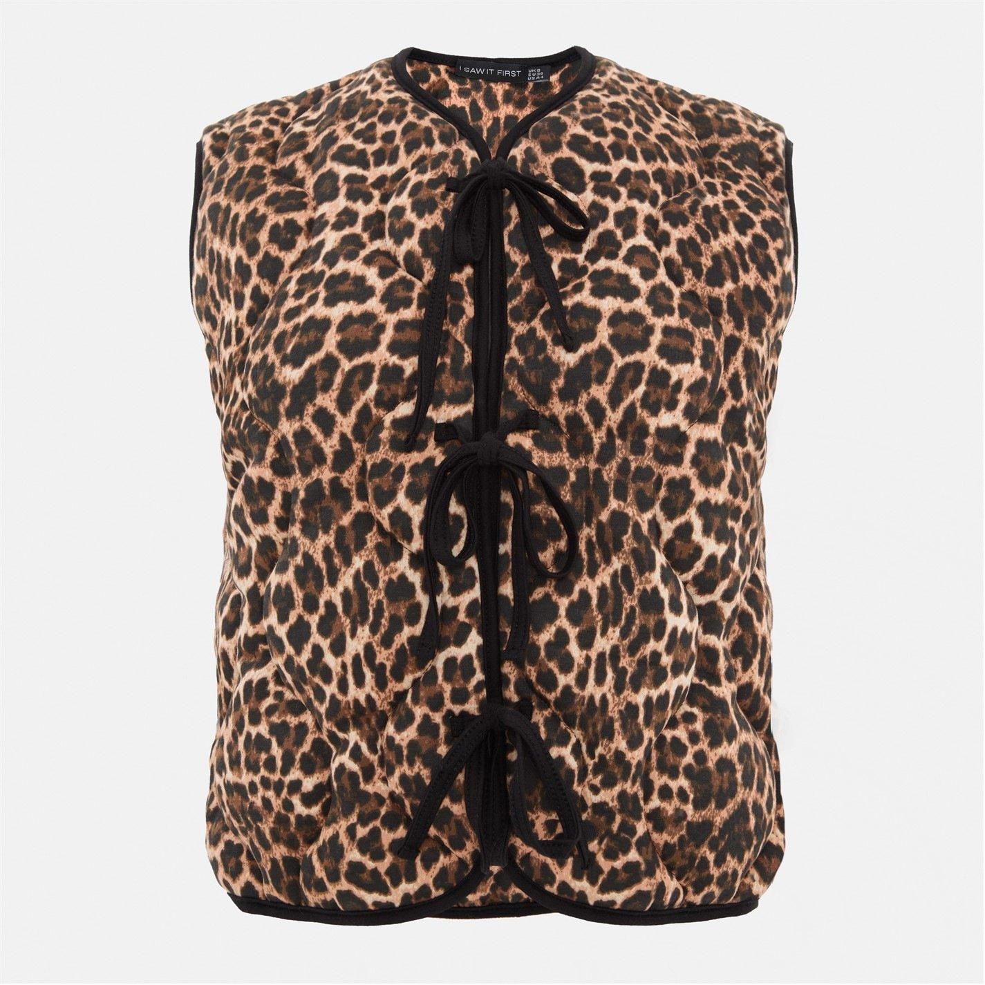 Braun - I Saw It First - Women's Leopard Print Quilted Lace-Up Gilet - 2