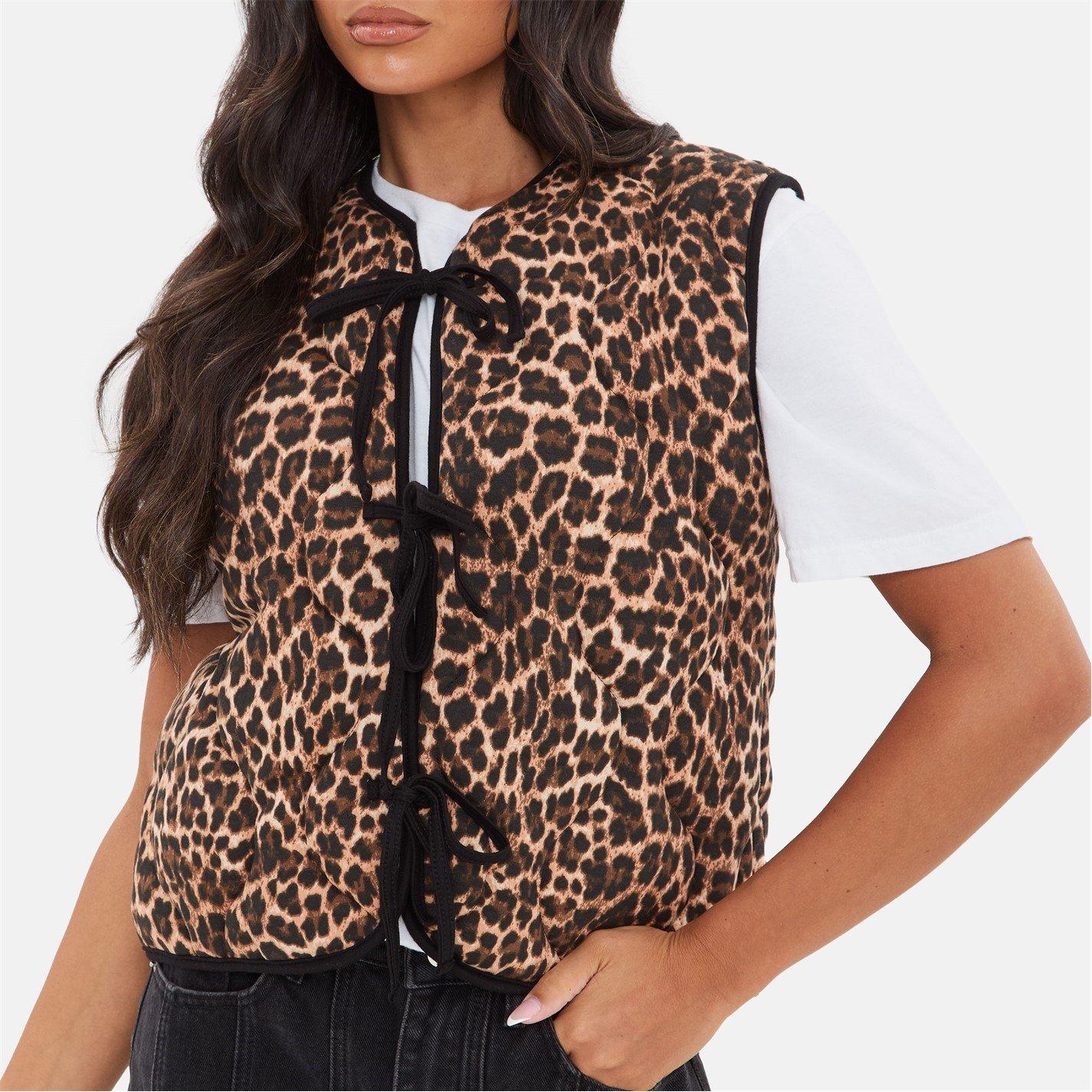 Braun - I Saw It First - Women's Leopard Print Quilted Lace-Up Gilet - 5