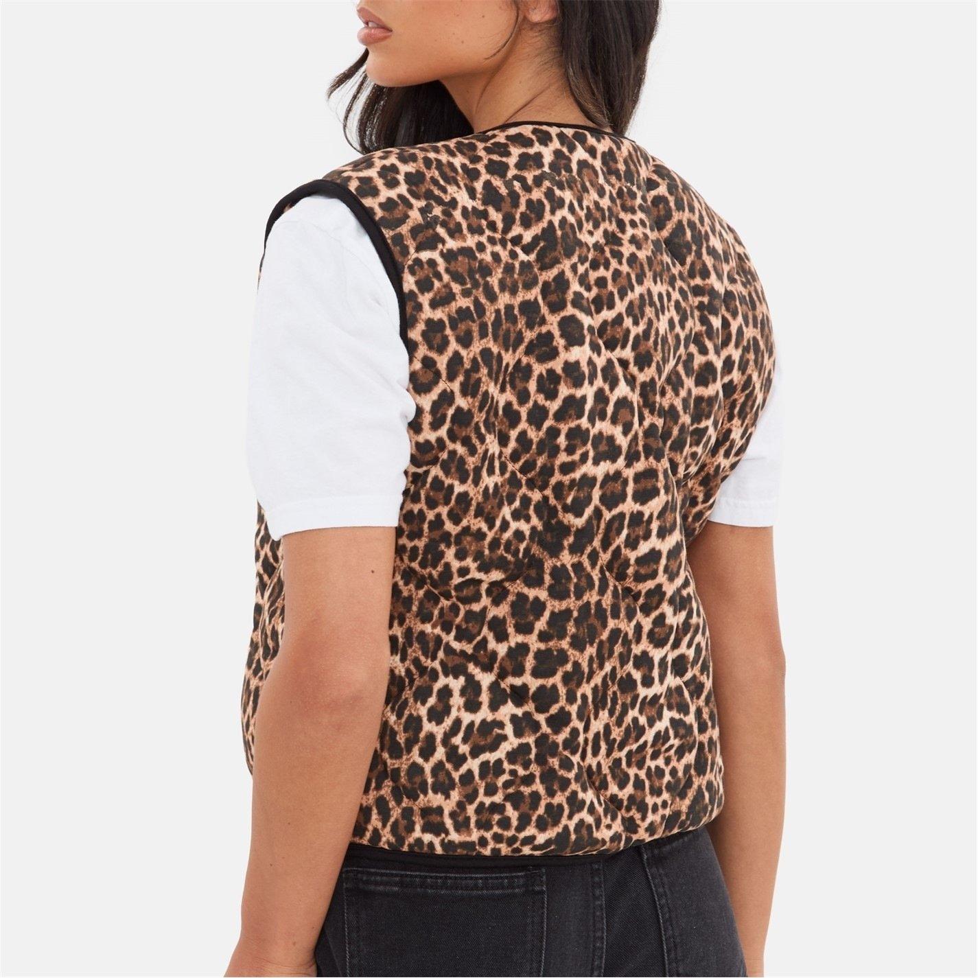 Braun - I Saw It First - Women's Leopard Print Quilted Lace-Up Gilet - 6