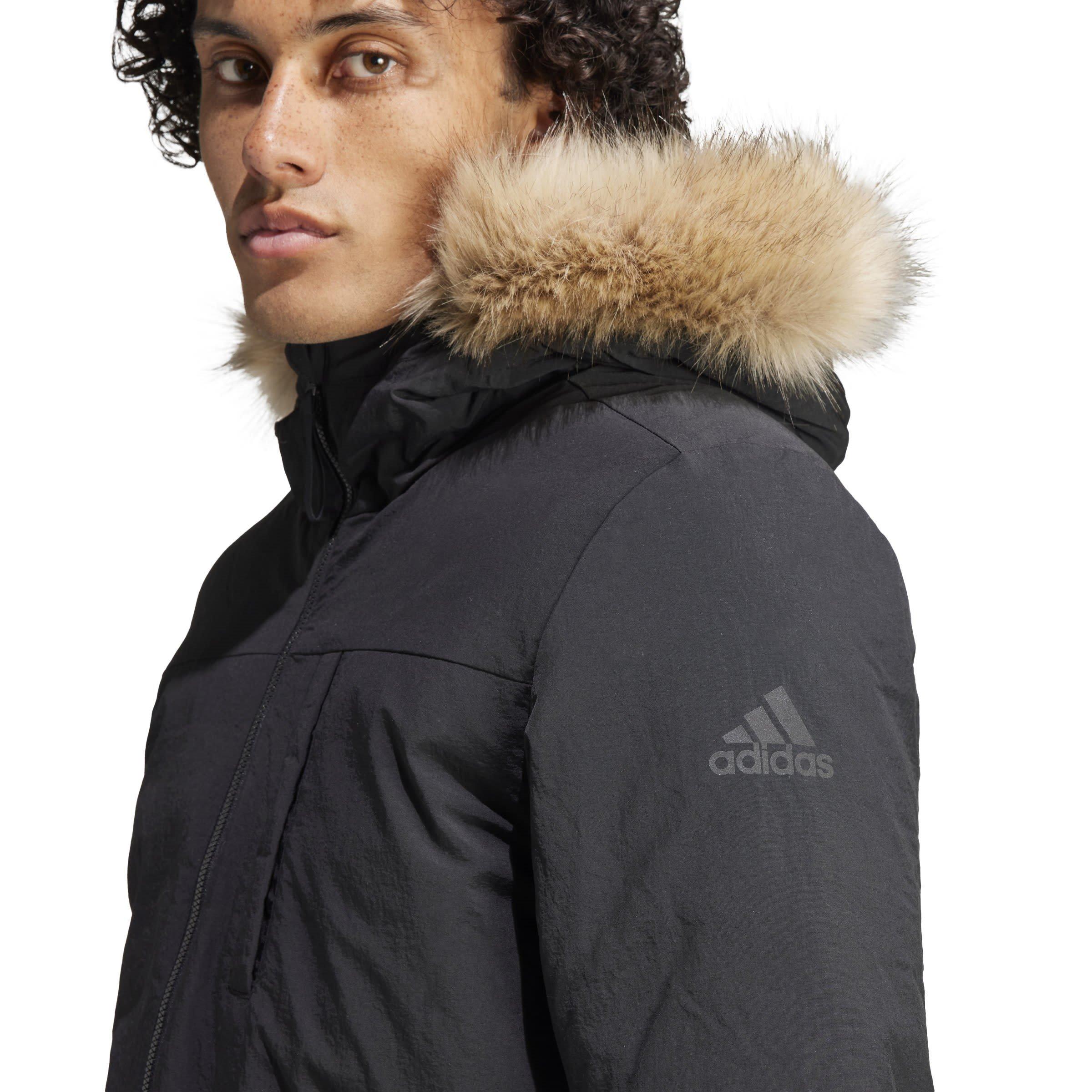 Crna - adidas - Water Resistant Synthetic Insulation Removable Fur Hood Puffer Jacket - 5
