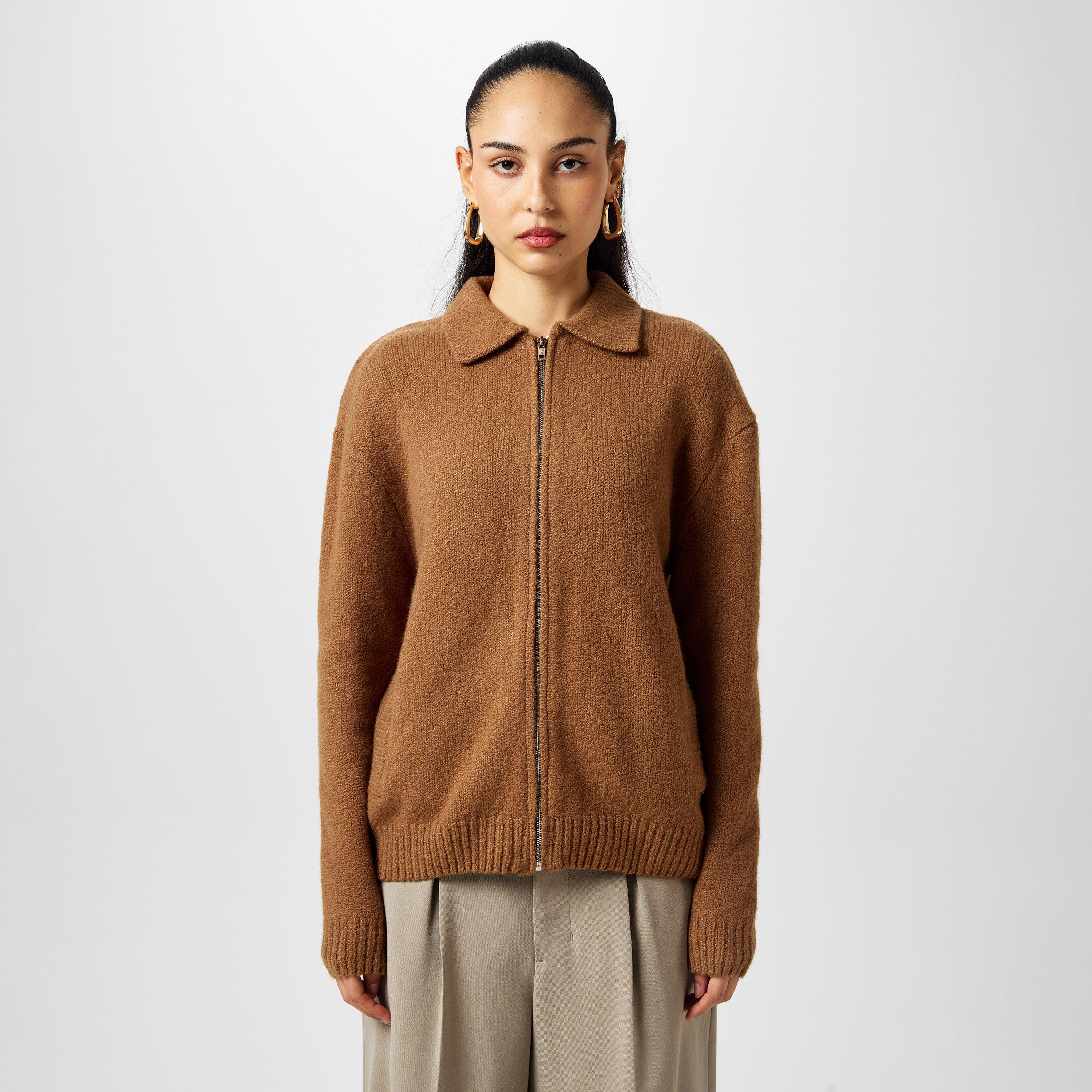 Dark Charcoal - Aya Muse - Women's  Wool Long Sleeve Zip-Up Hybrid Jacket - 3