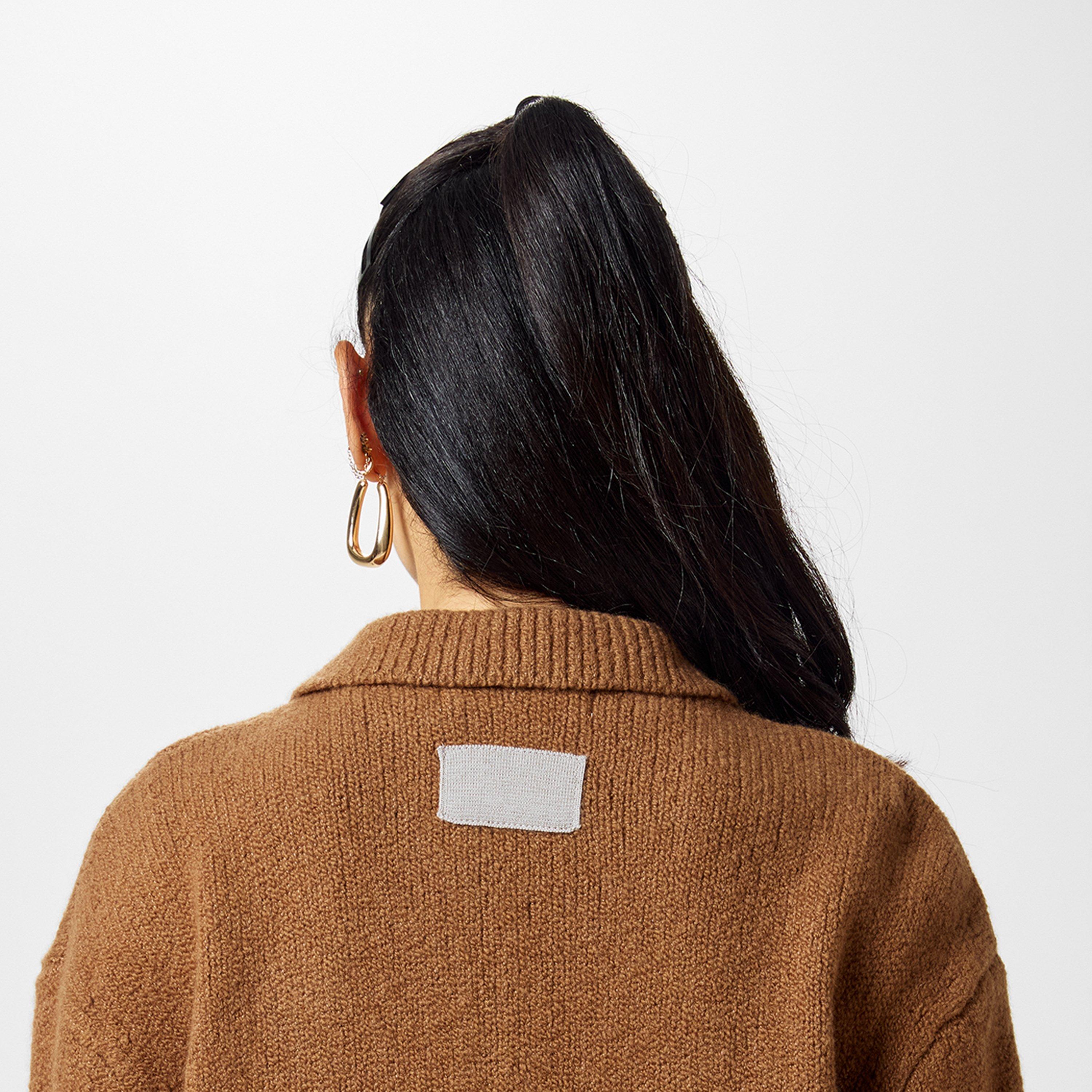 Dark Charcoal - Aya Muse - Women's  Wool Long Sleeve Zip-Up Hybrid Jacket - 5