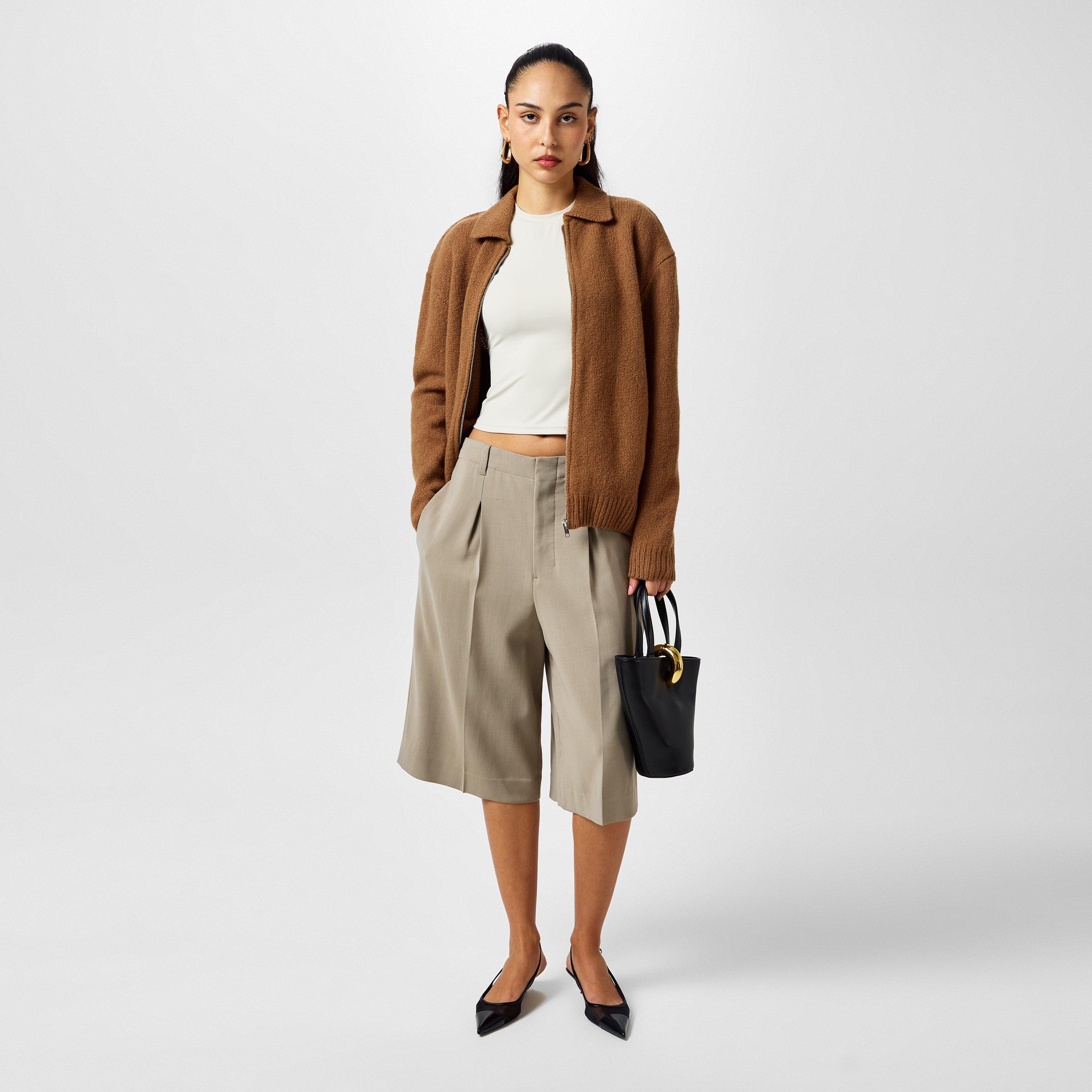 Dark Charcoal - Aya Muse - Women's  Wool Long Sleeve Zip-Up Hybrid Jacket - 6