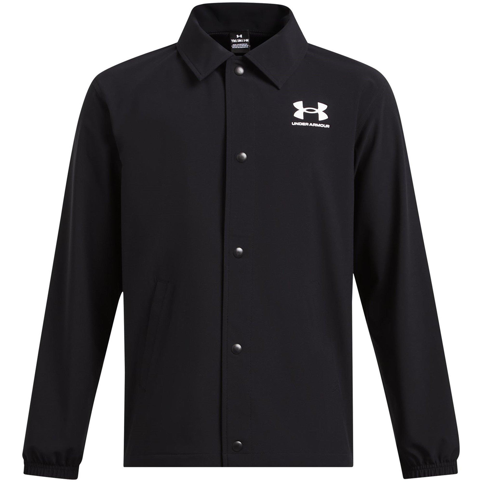 Black/White - Under Armour - Kids' Icon Woven Lightweight Coach Jacket - 1