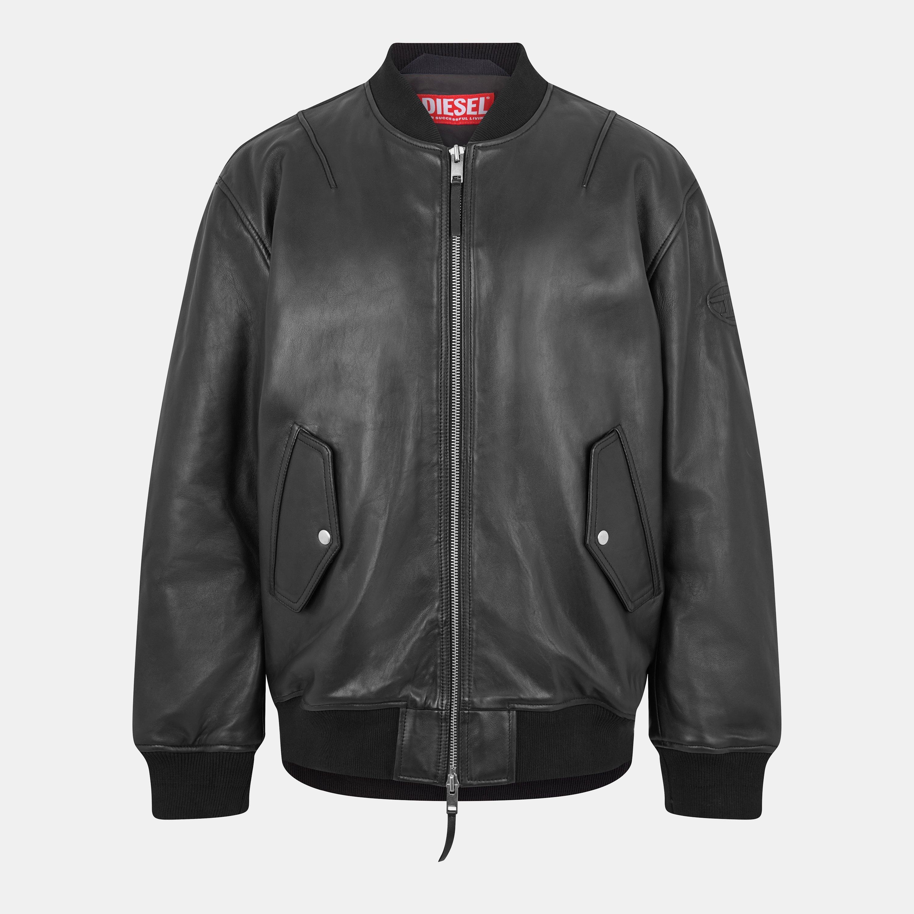 Black Black - Diesel - Men's Pritts Leather Jacket - 1