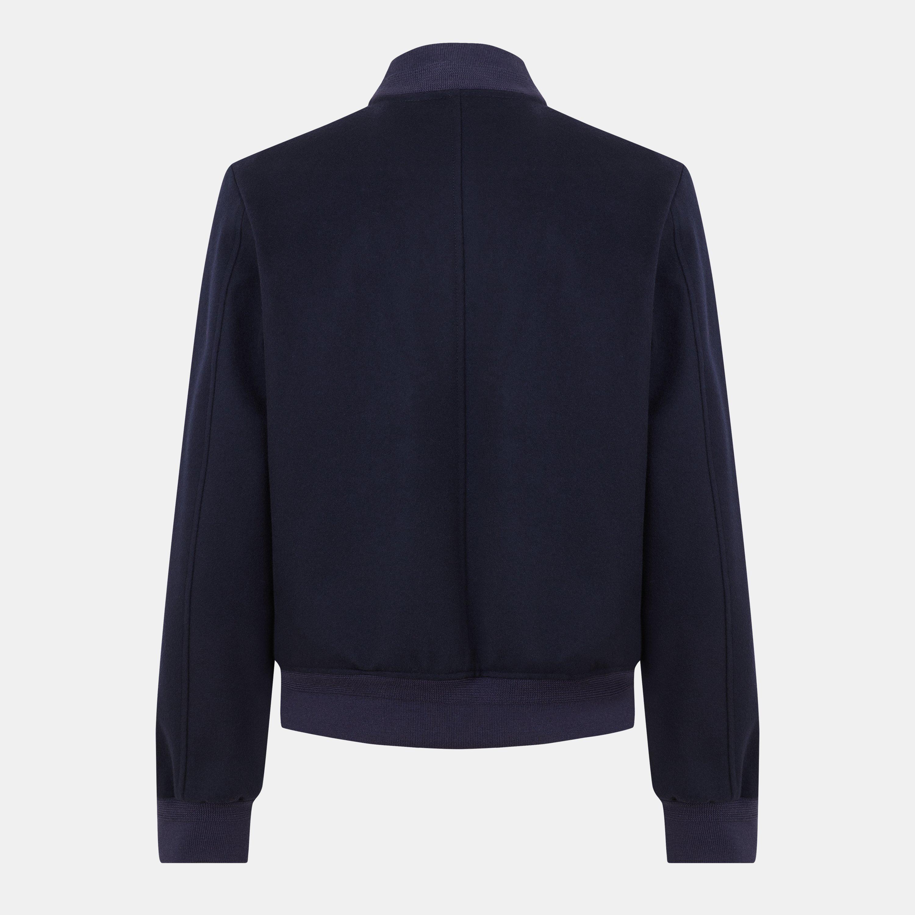 Navy - Burberry - Men's  Structured Ribbed Bomber Jacket - 2