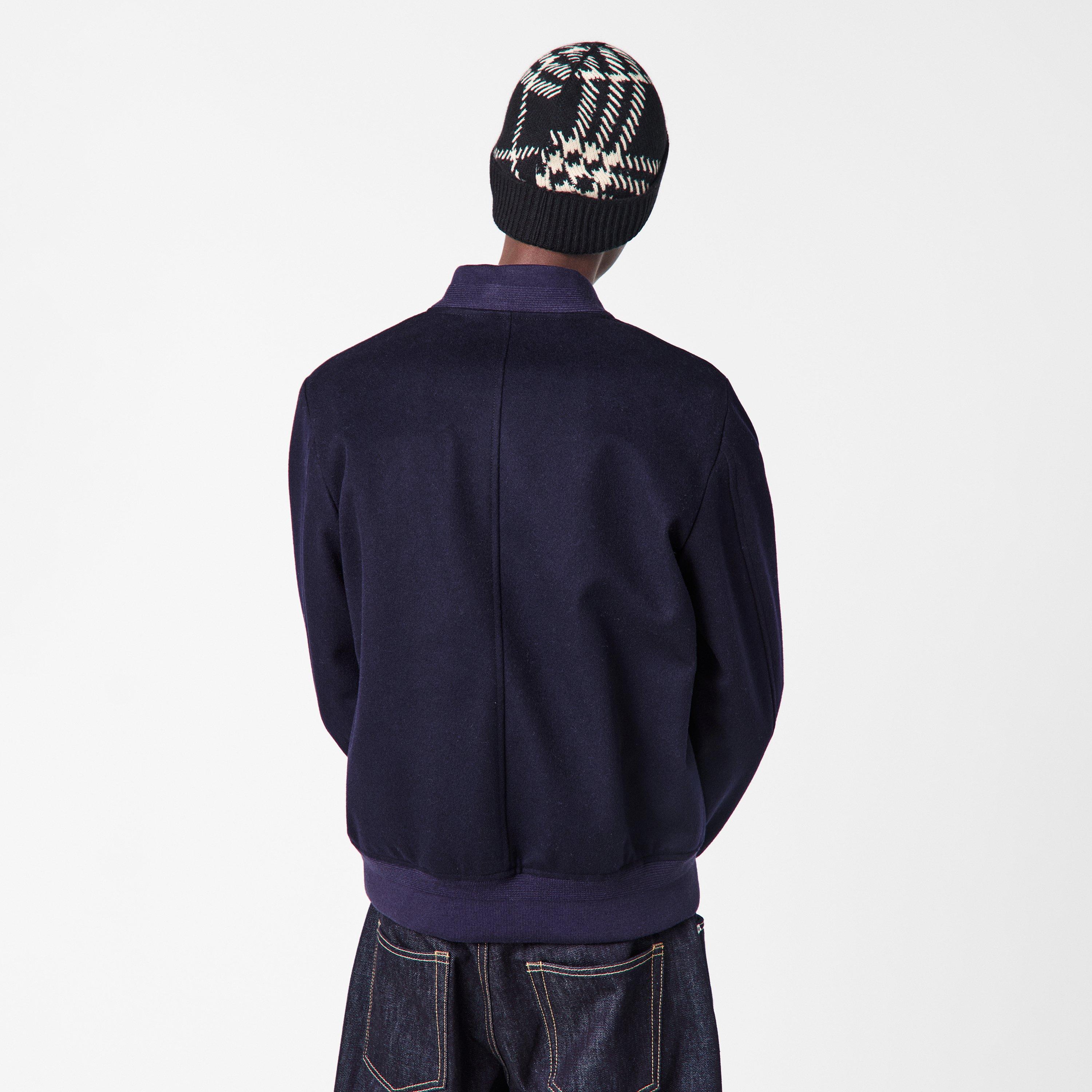 Navy - Burberry - Men's  Structured Ribbed Bomber Jacket - 4