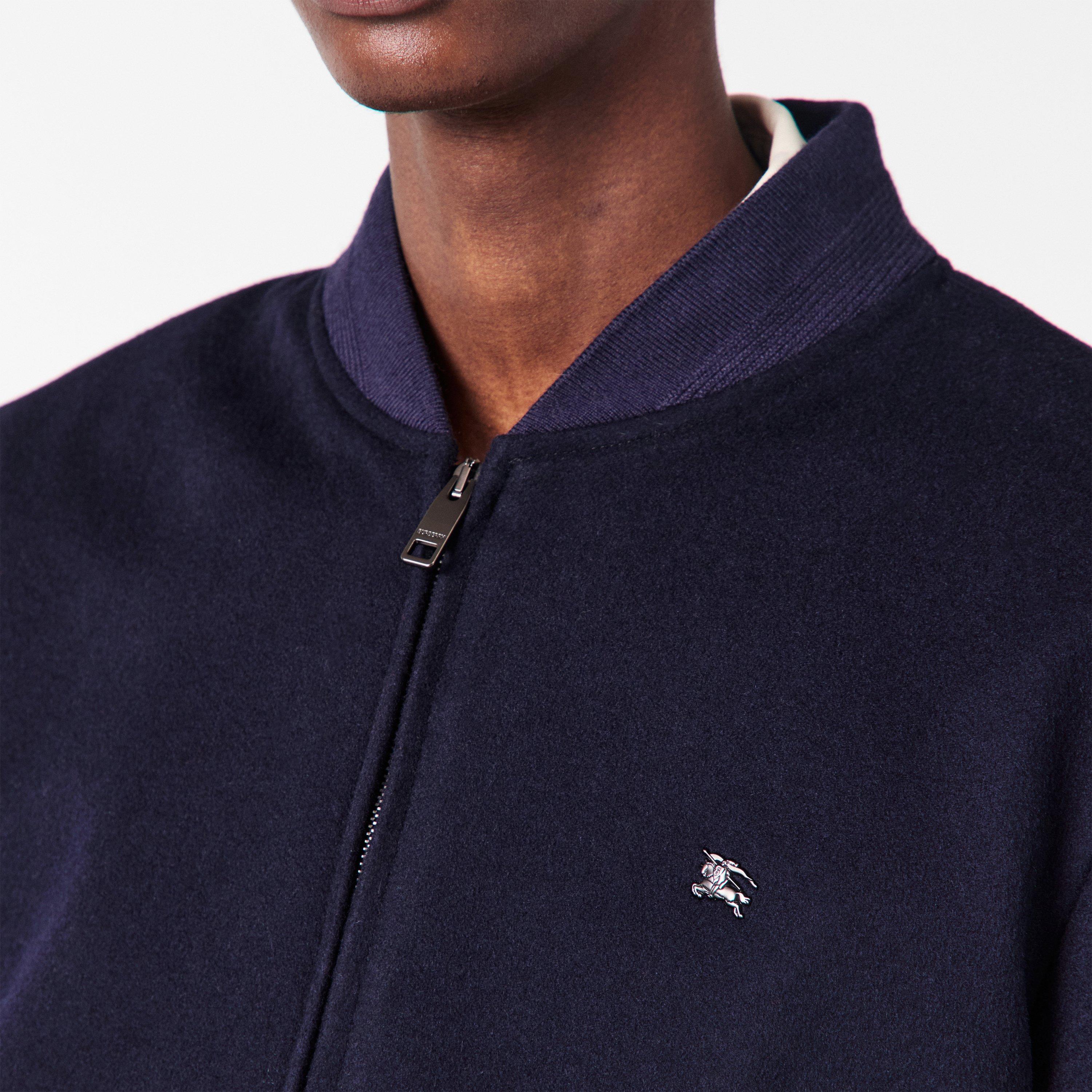 Navy - Burberry - Men's  Structured Ribbed Bomber Jacket - 5