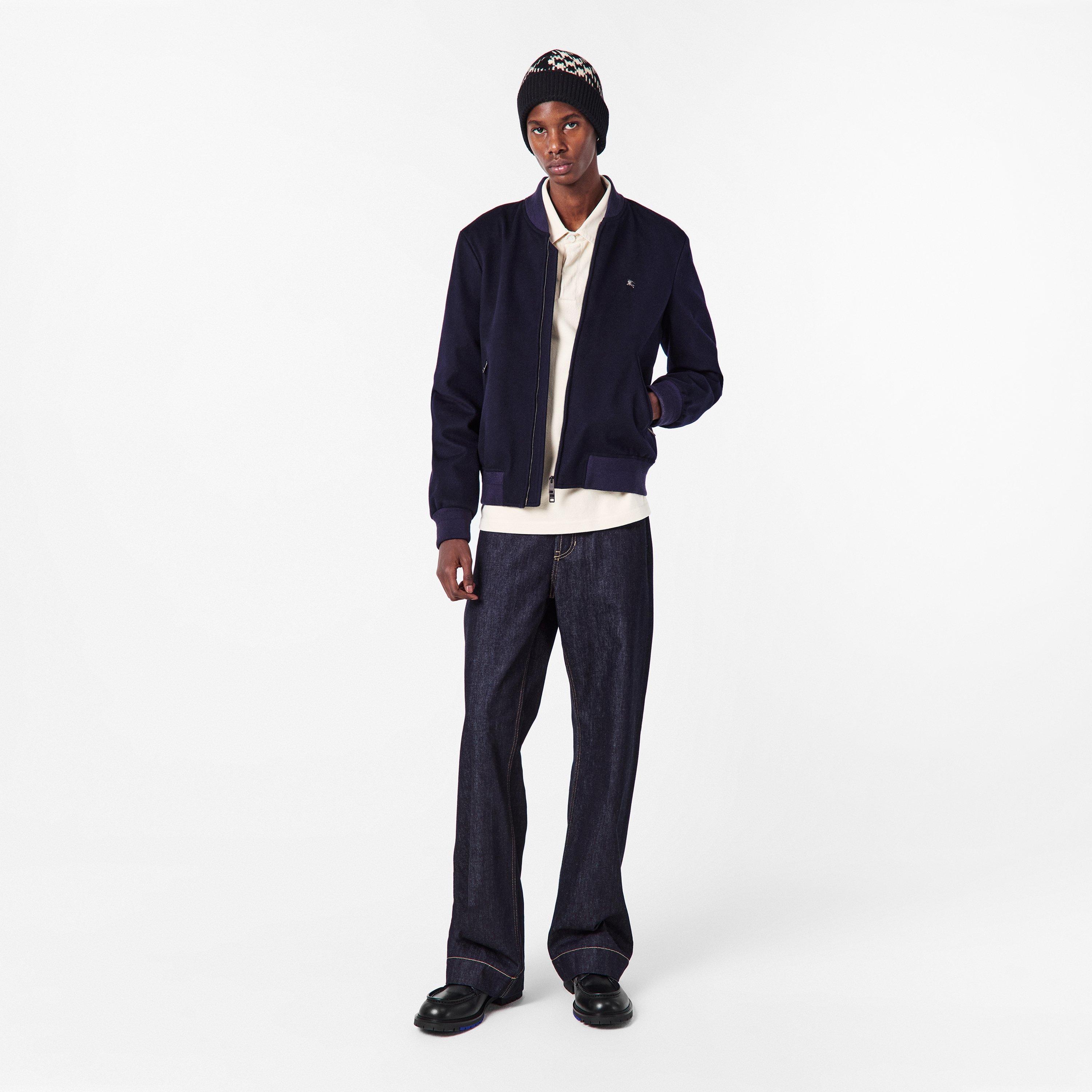 Navy - Burberry - Men's  Structured Ribbed Bomber Jacket - 6