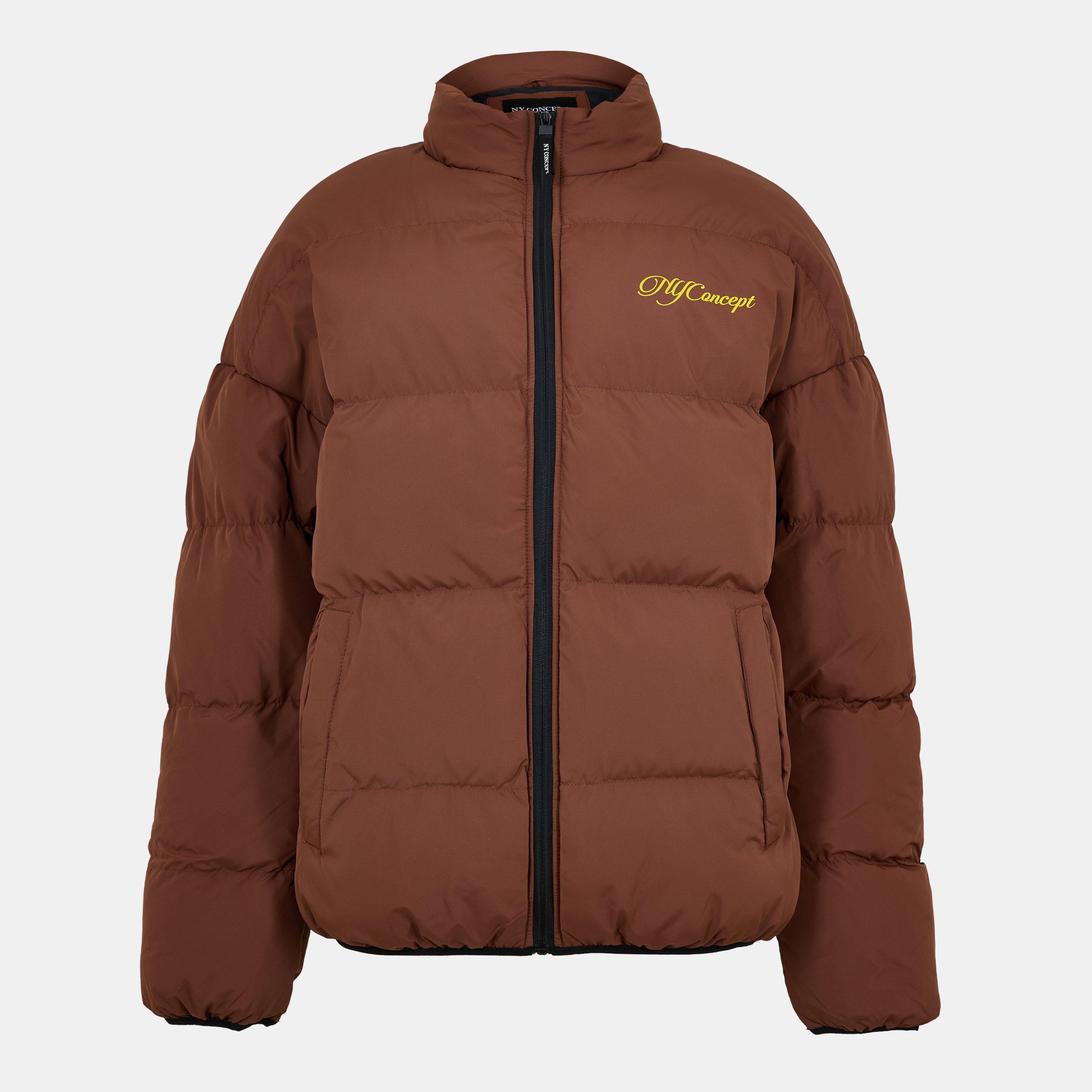 Brown - NY Concept - Men's Script Puffer Jacket - 1