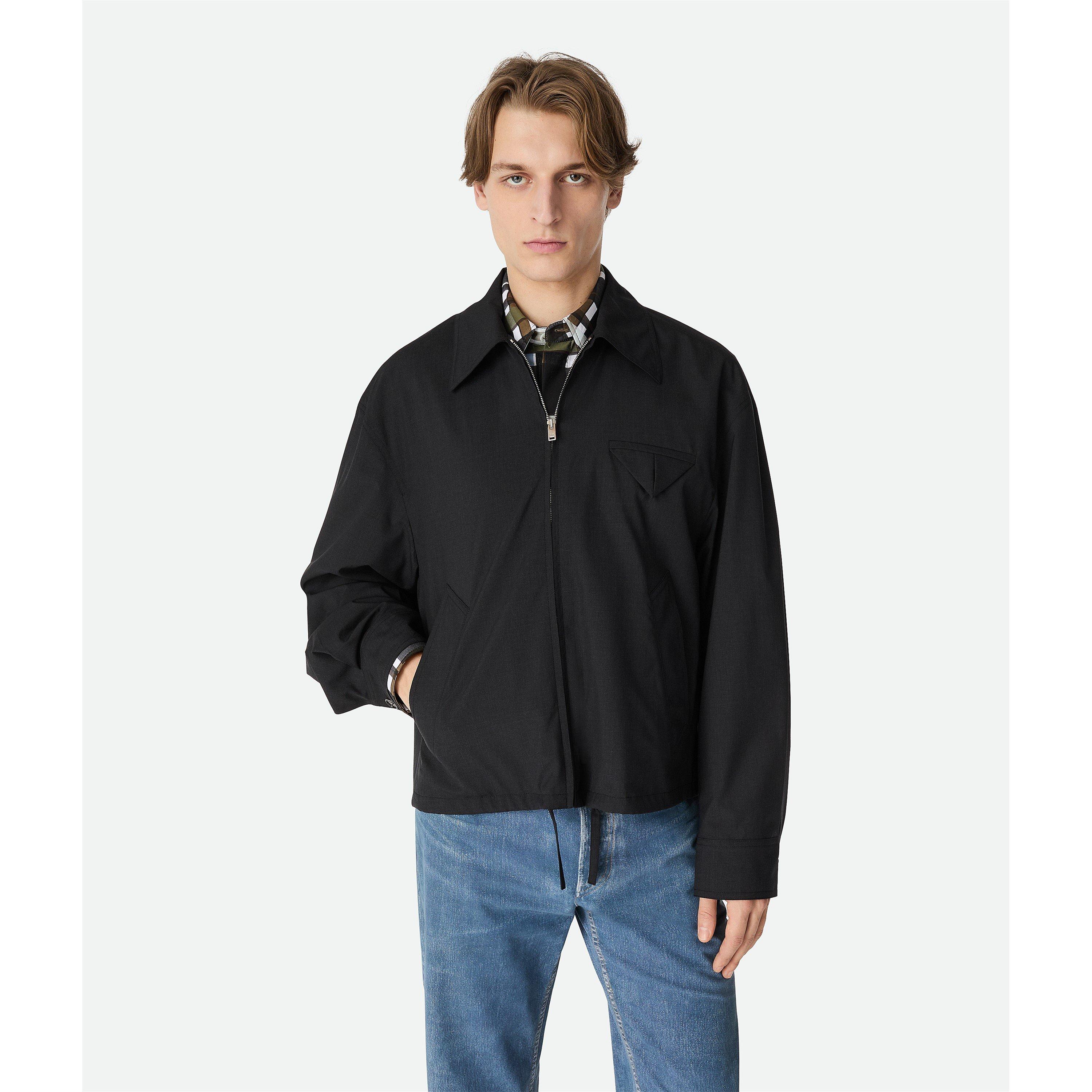 Charcoal - Bottega Veneta - Men's Wool Kimono Blouson Long Sleeve Coach Jacket - 1