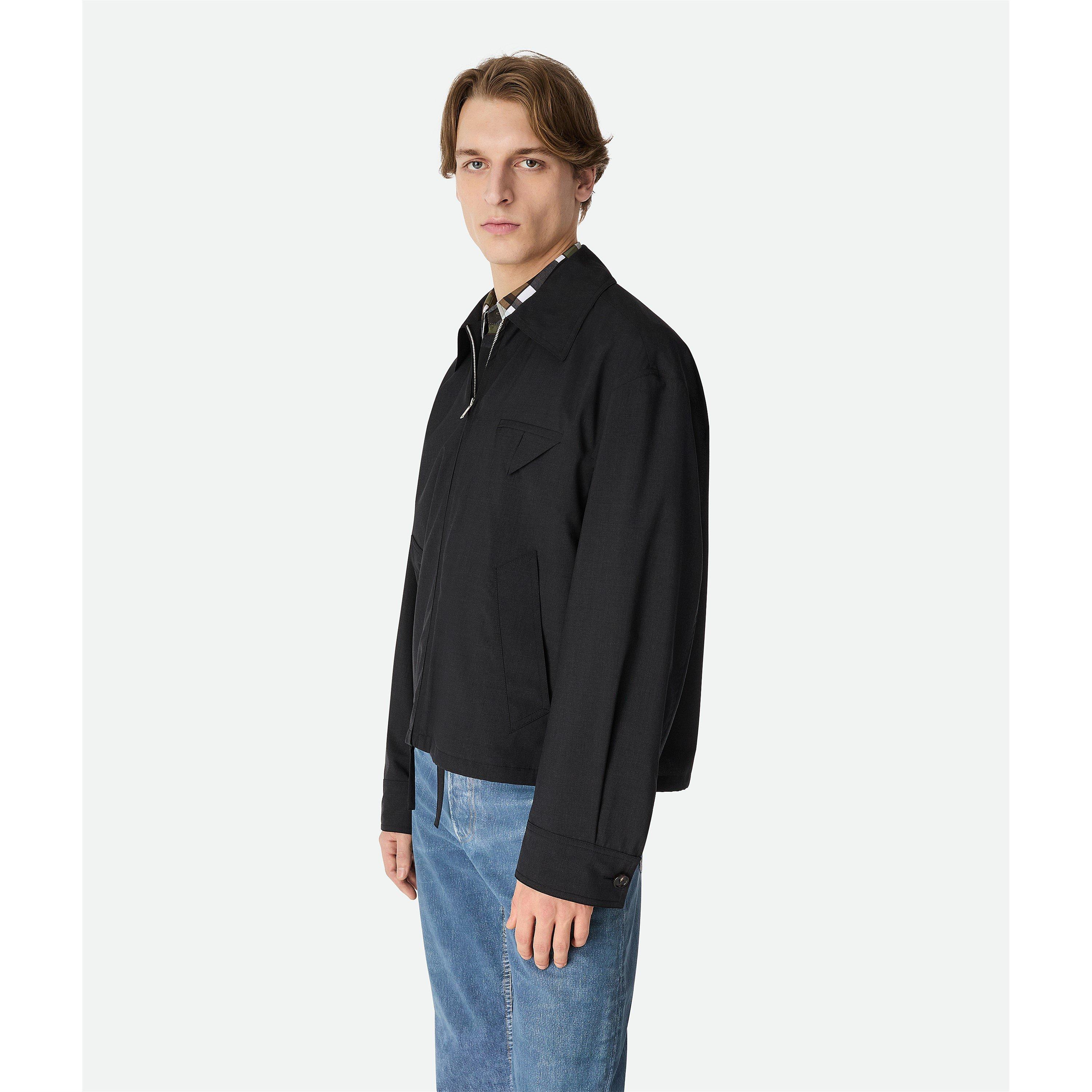 Charcoal - Bottega Veneta - Men's Wool Kimono Blouson Long Sleeve Coach Jacket - 2