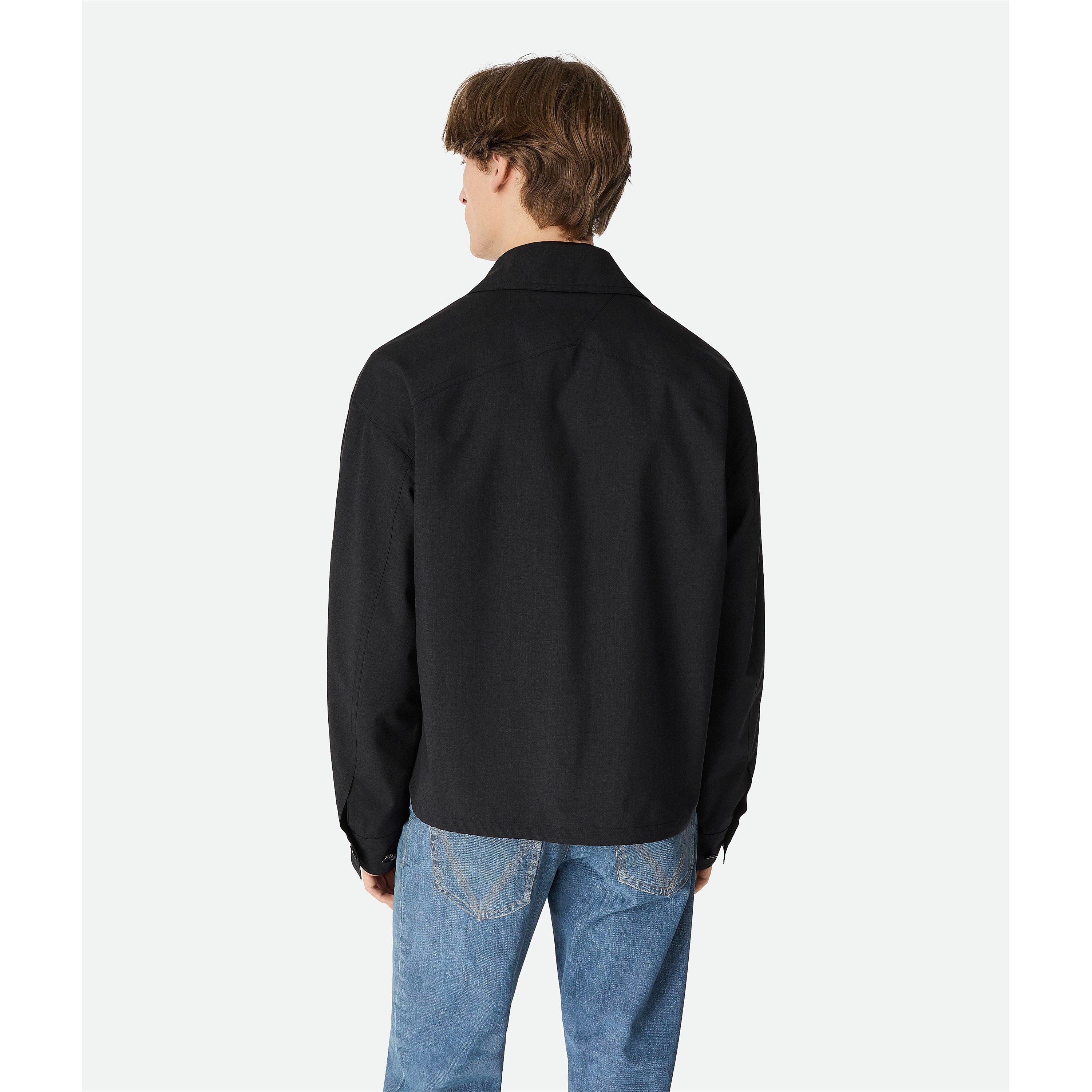 Charcoal - Bottega Veneta - Men's Wool Kimono Blouson Long Sleeve Coach Jacket - 3