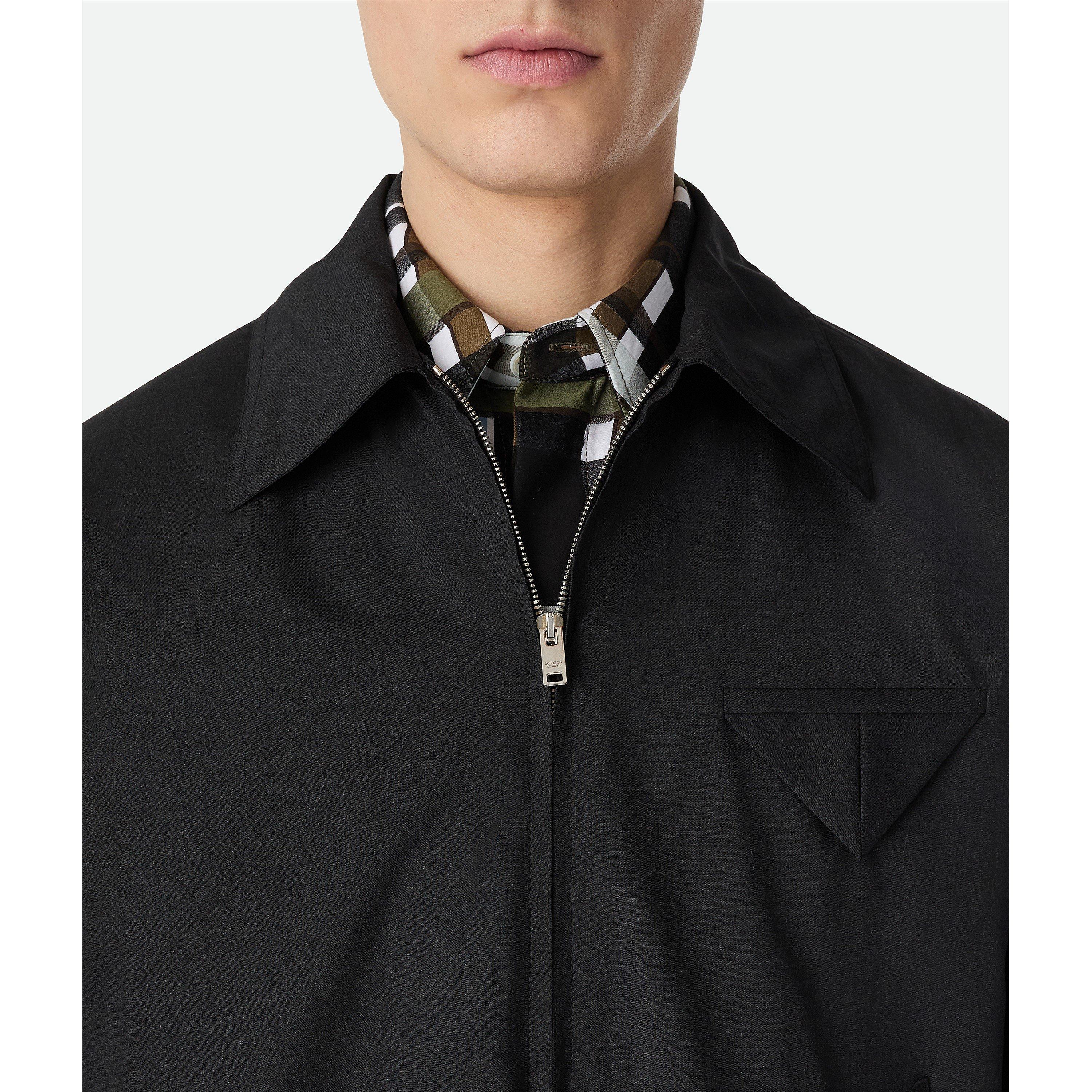 Charcoal - Bottega Veneta - Men's Wool Kimono Blouson Long Sleeve Coach Jacket - 4