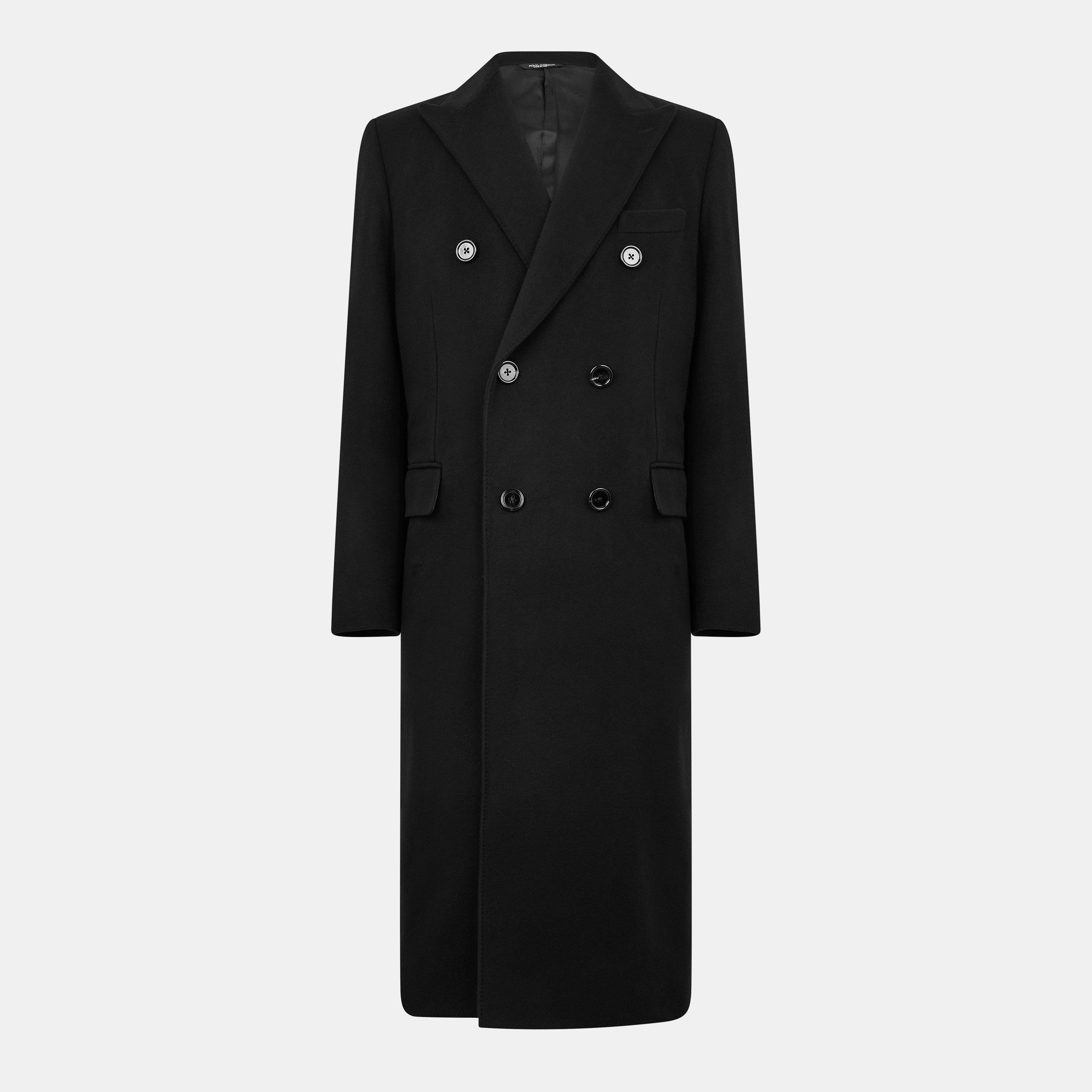 N0000 Nero - Dolce and Gabbana - Men's Double Breasted Fitted Overcoat - 1