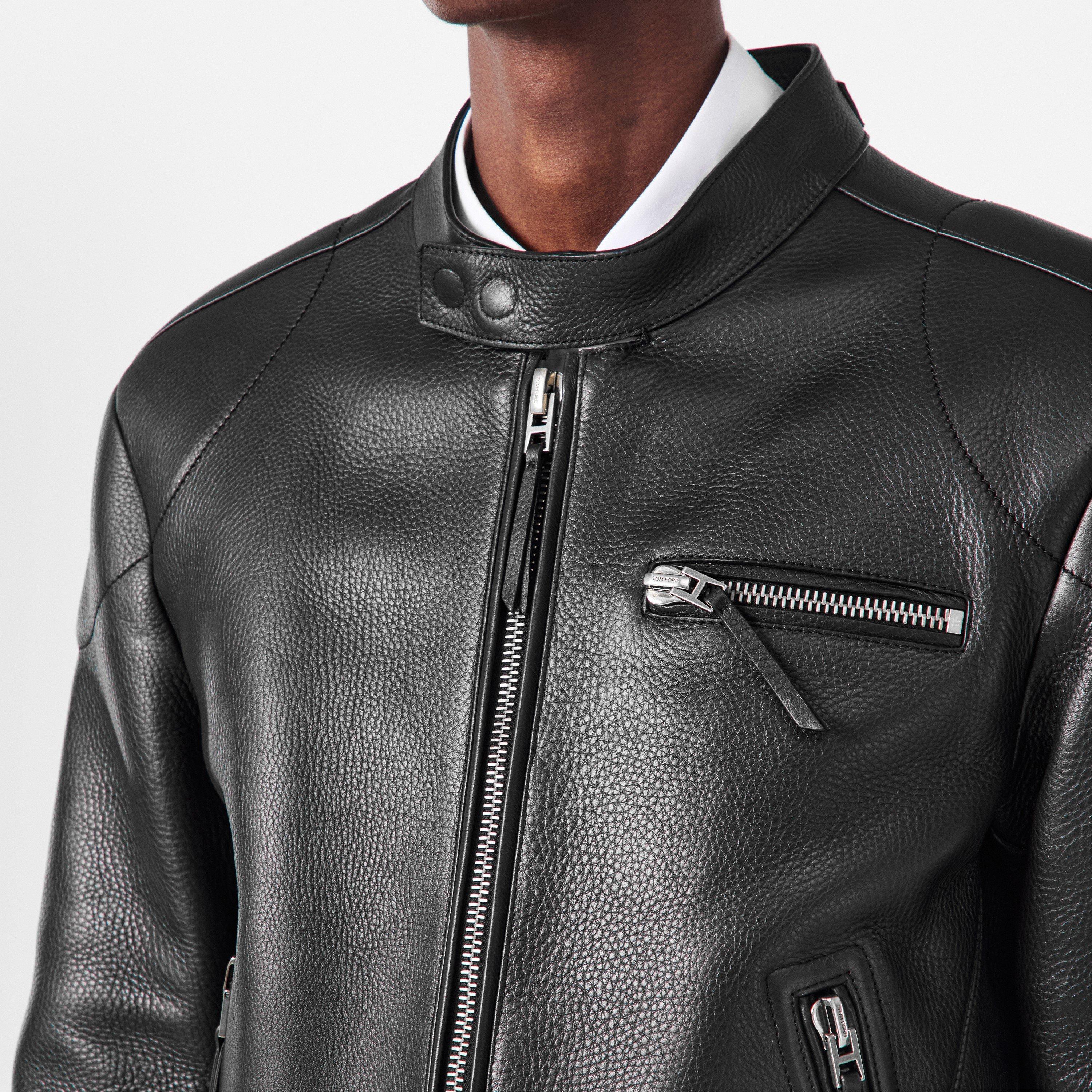 Black - Tom Ford - Men's  Leather Jacket - 5