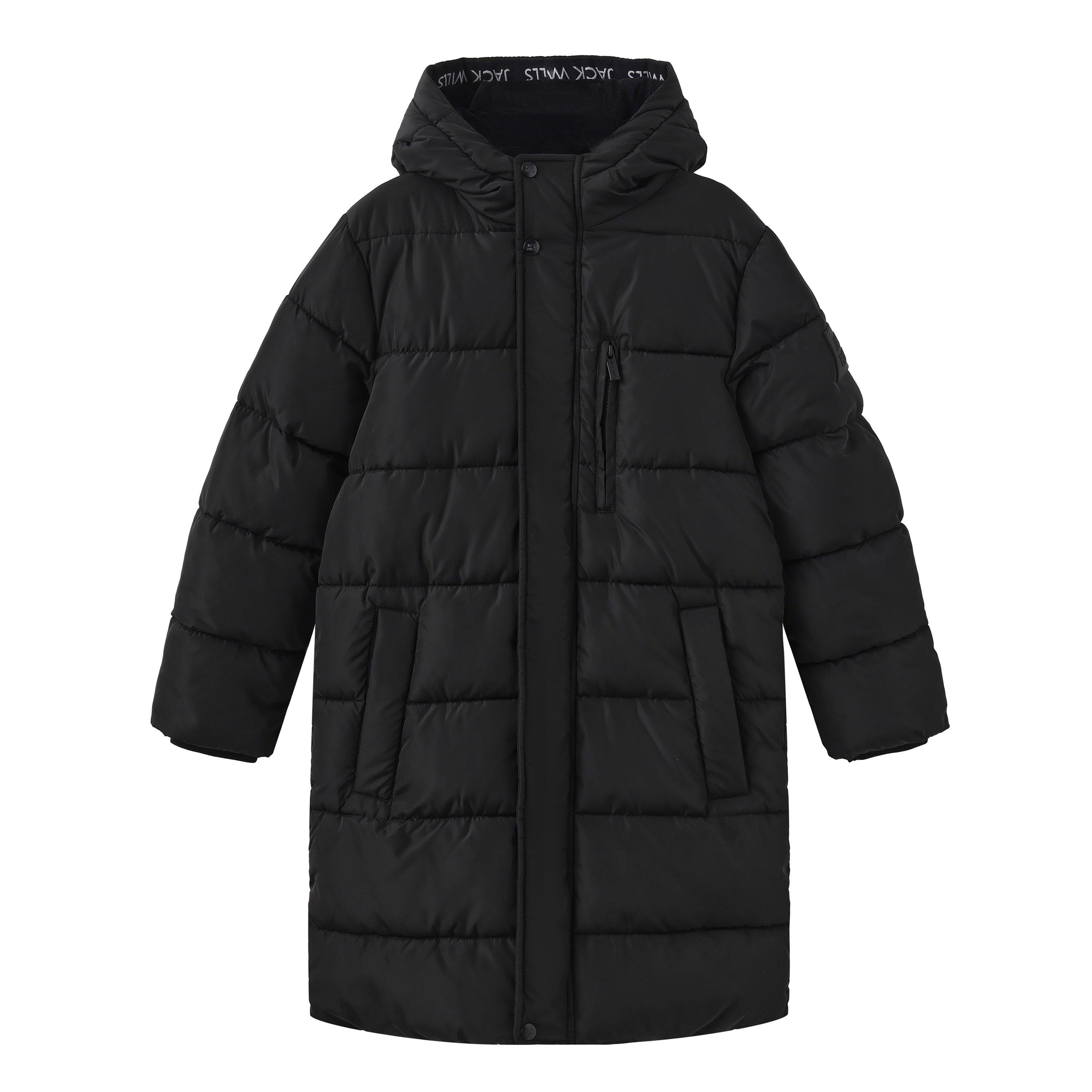 Black - Jack Wills - Kids' JW Hooded Long Sleeve Long Puffer Jacket - 1