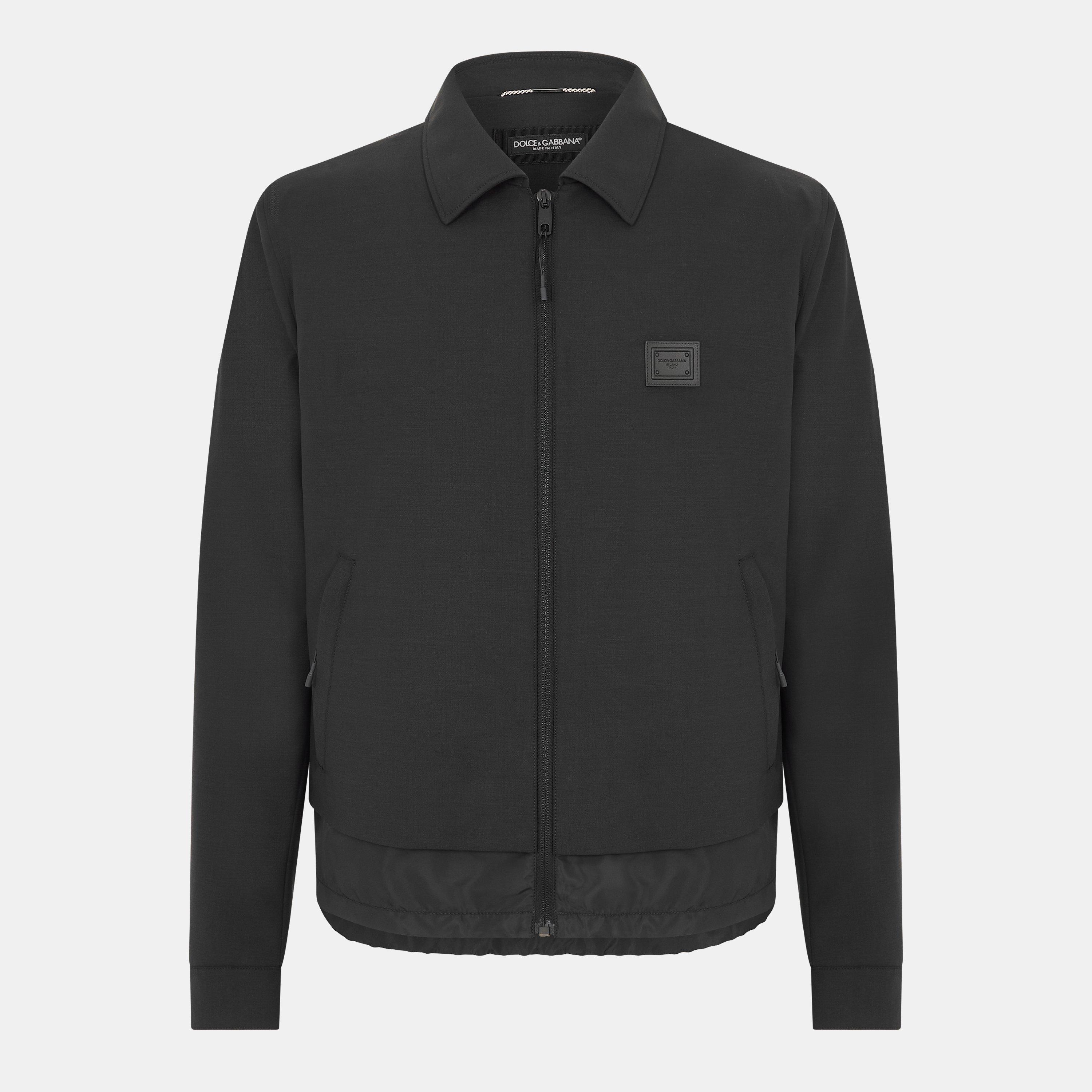 N0000 Nero - Dolce and Gabbana - Men's Structured Ribbed Cuff Harrington Jacket - 1