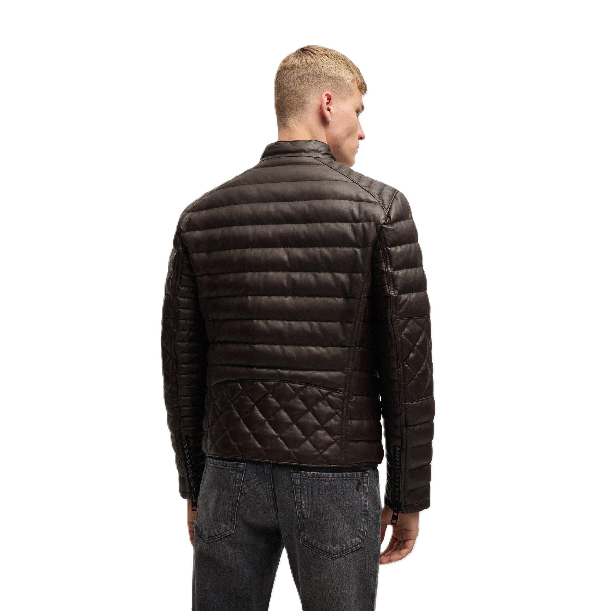 Dark Brown - Boss - Men's Jonn In Leather Jacket - 3