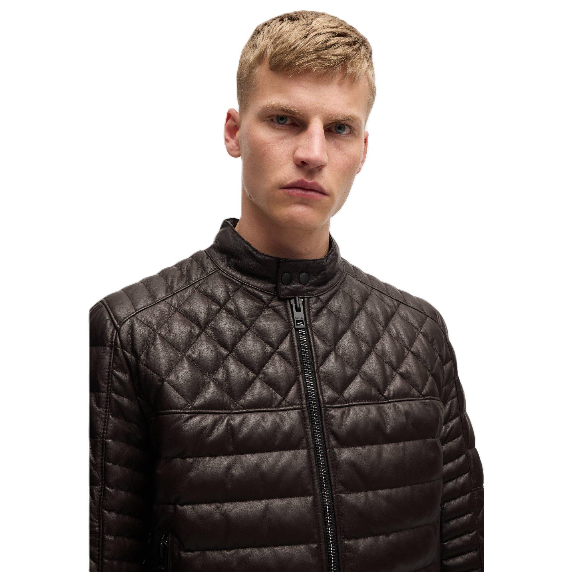 Dark Brown - Boss - Men's Jonn In Leather Jacket - 4