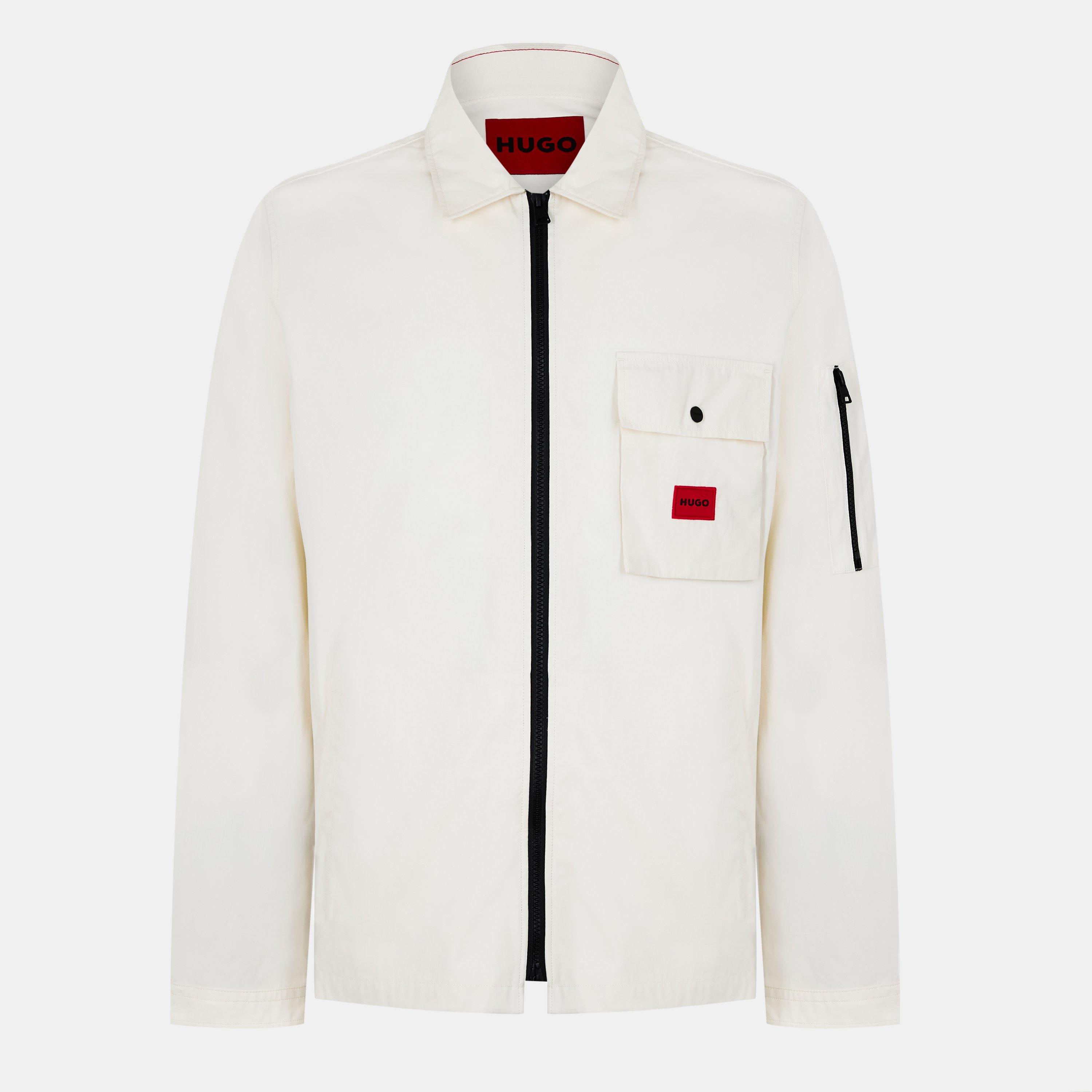 Hugo Mens HUGO Emmond Cotton Long Sleeve Zip Overshirt - Contemporary Design with Logo Detail