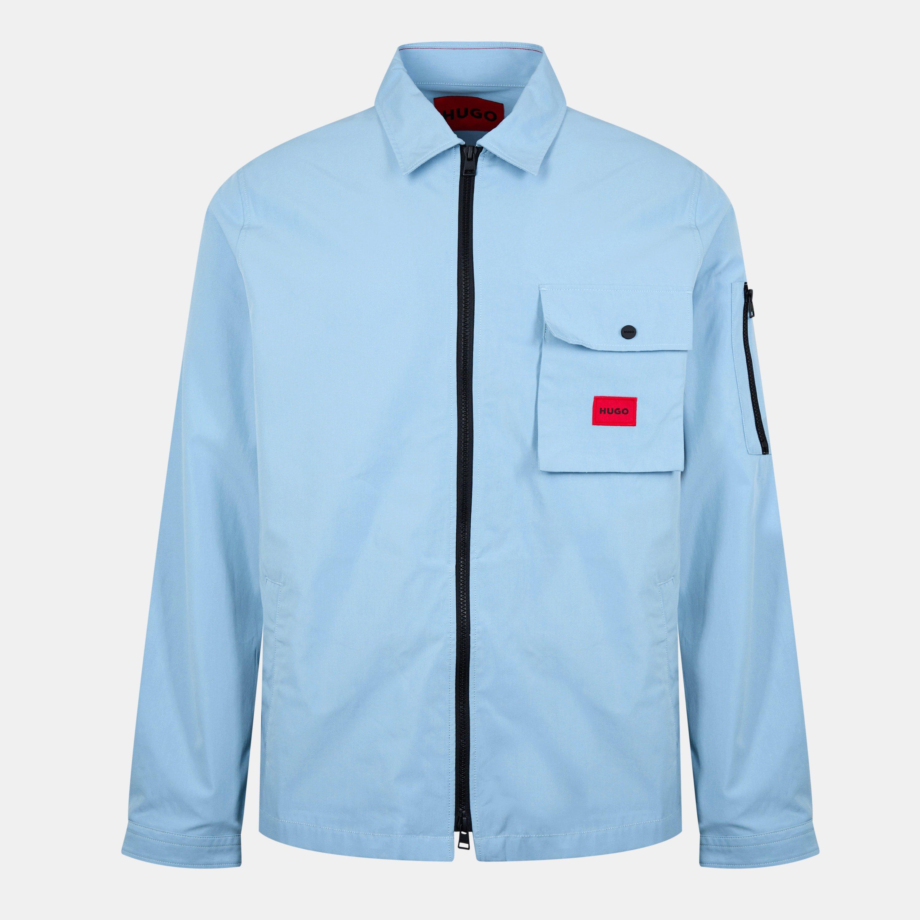 Men's Emmond  Red Cotton Long Sleeve Zip Overshirt