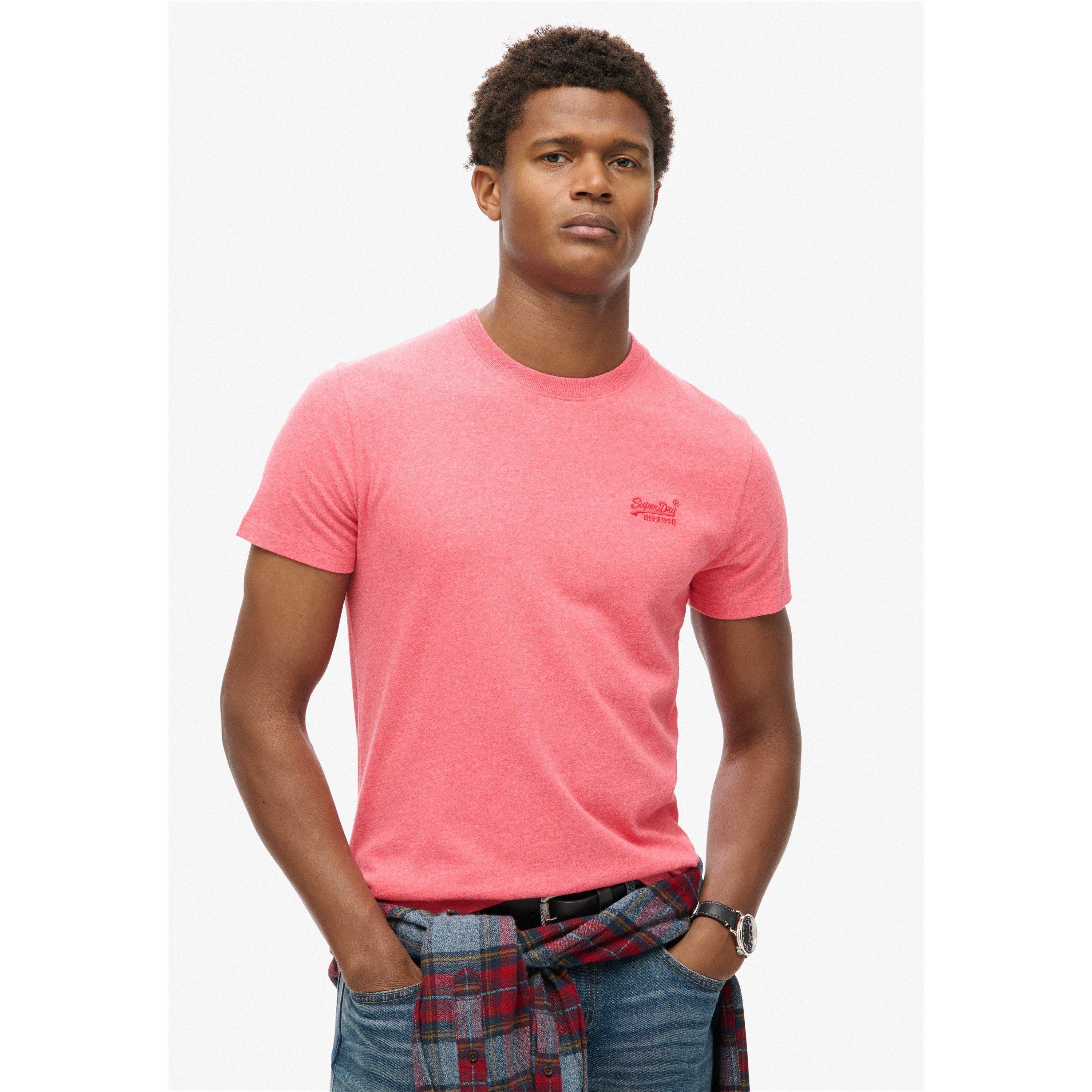 Superdry Men's Small Chest Logo T Shirt - Punch Pink - Small