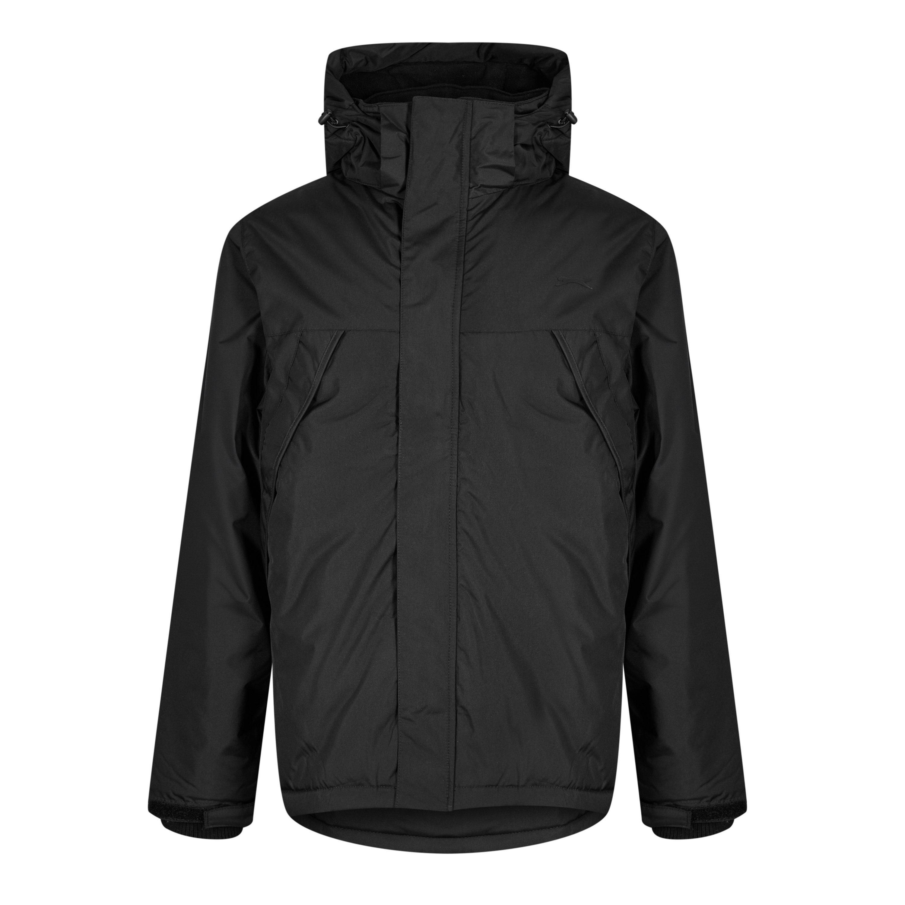 Slazenger Men's Weather Water Resistant Detachable Hood Puffer Jacket - Black - 4XL