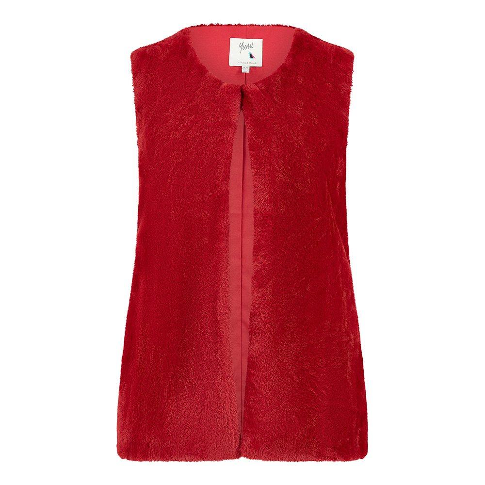 Red - Yumi - Women's Faux Fur Sleeveless Gilet - 1