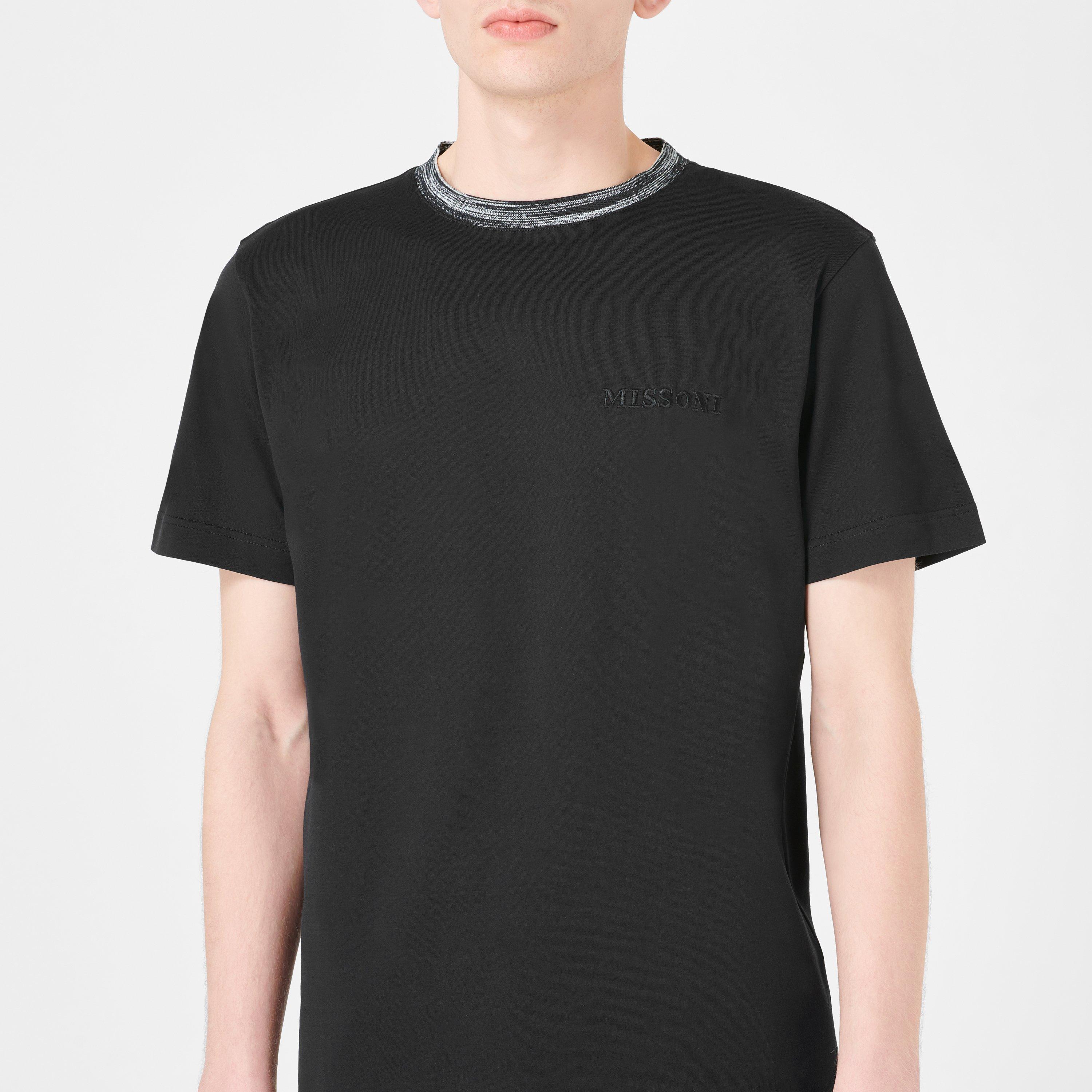 Tシャツ・カットソー MISSONI Black Cotton T-Shirt Missoni crew-neck zigzag-knit T-shirt | Black | FARFETCH