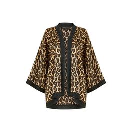 Mela London Mela London Brown Animal Print Satin Kimono