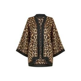 Mela London Mela London Brown Animal Print Satin Kimono