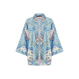 Mela London Mela London Blue Satin Chain Print Kimono