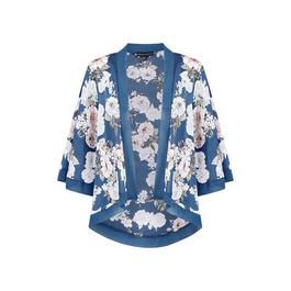 Mela London Mela London Blue Floral Satin Kimono