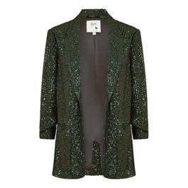 Yumi Yumi Green Sequin Blazer With Pockets