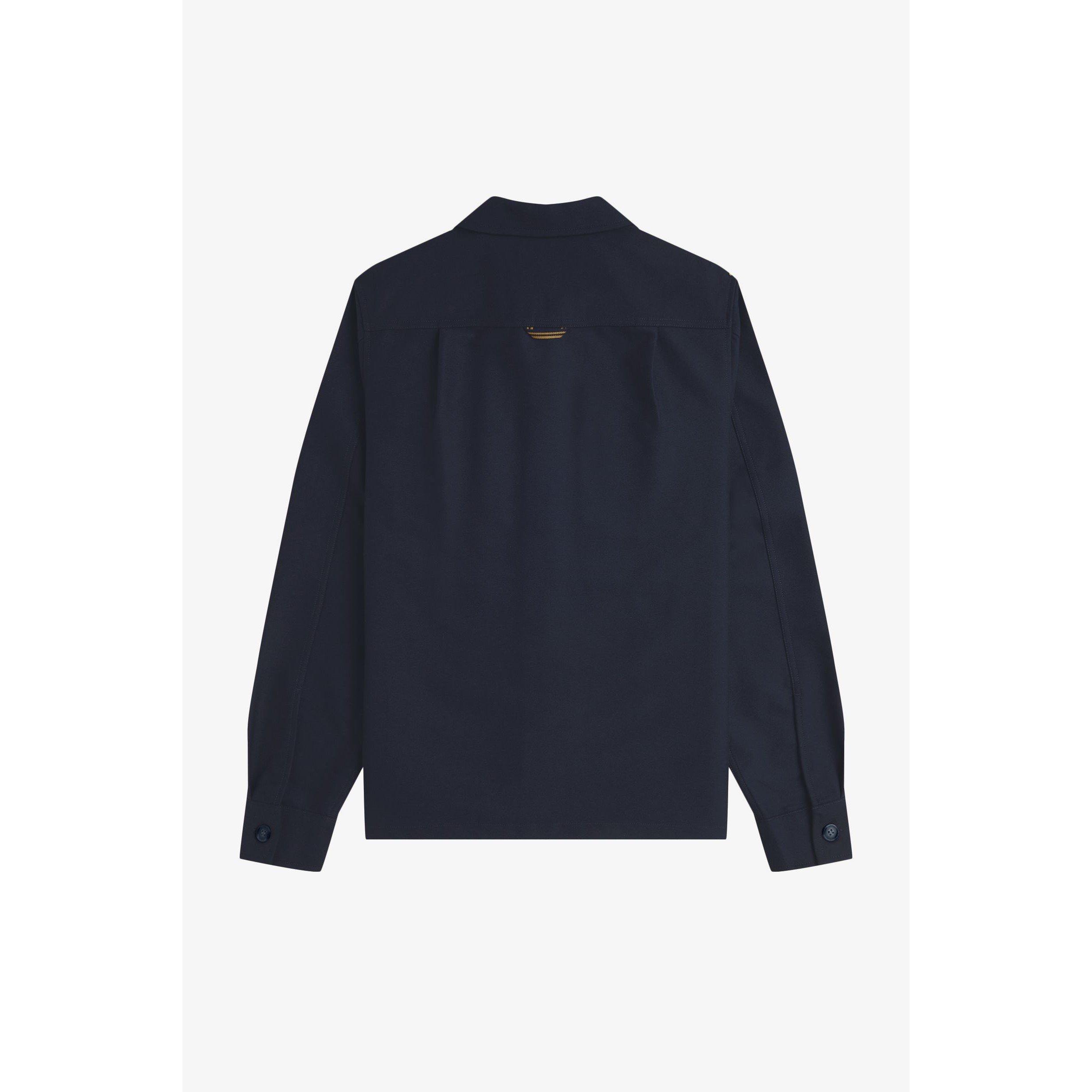Navy 608 - Fred Perry - Men's Brushed Twill Cotton Long Sleeve Overshirt - 2