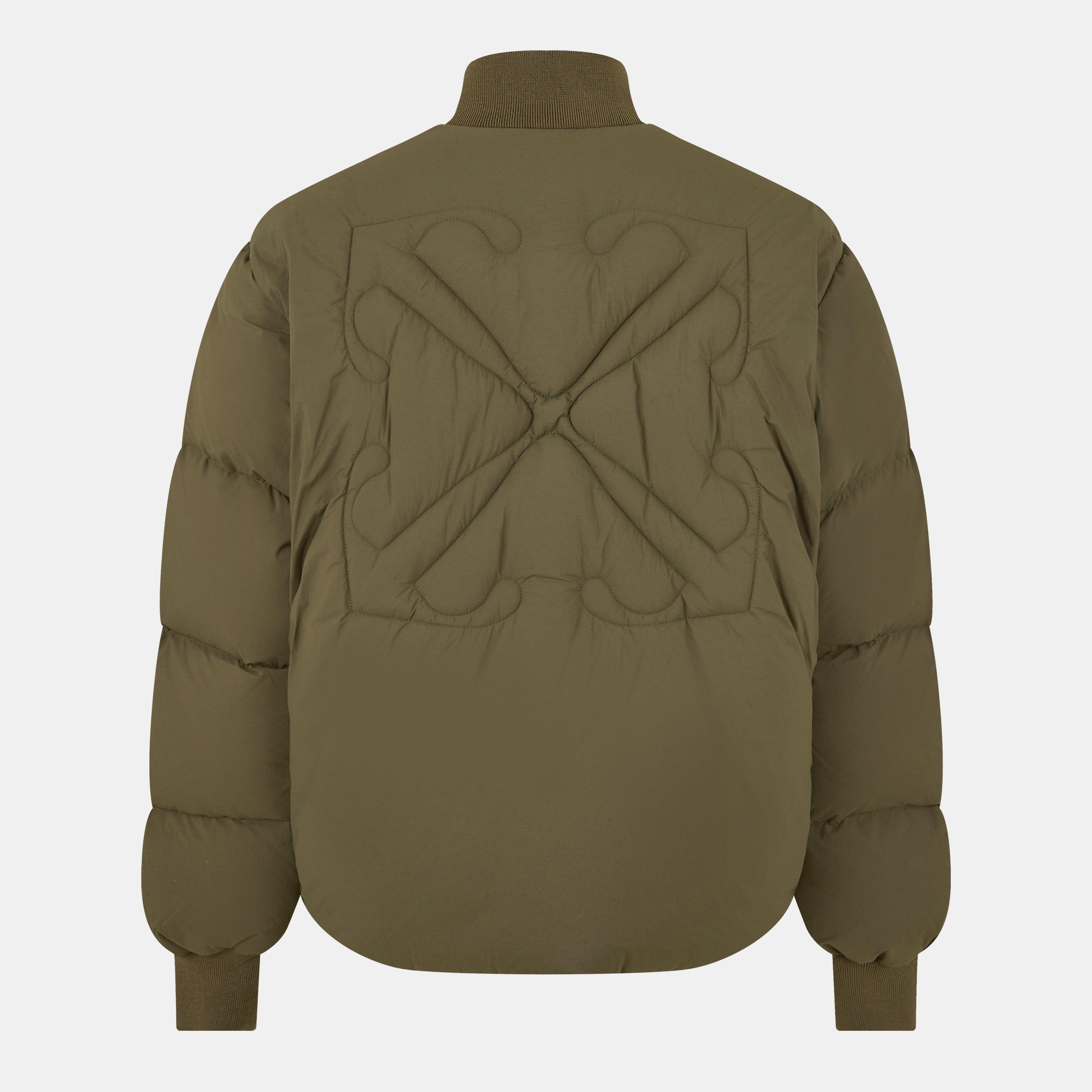 Kaki - Off White - Men's Off-White Insulated Short Puffer Jacket - 2