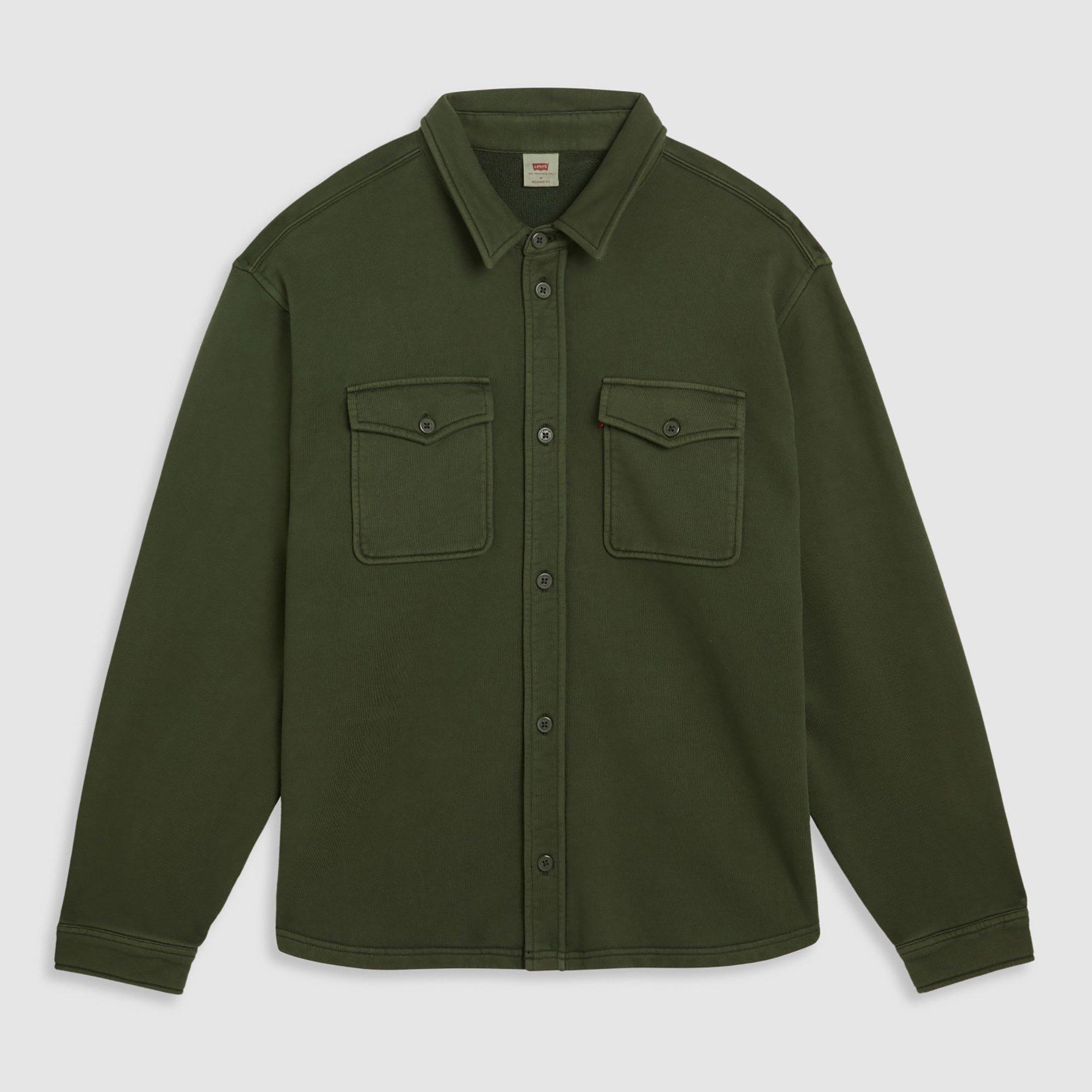 Kombu Green - Levis - Men's Bayview Soft Worker Cotton Long-Sleeve Overshirt - 1