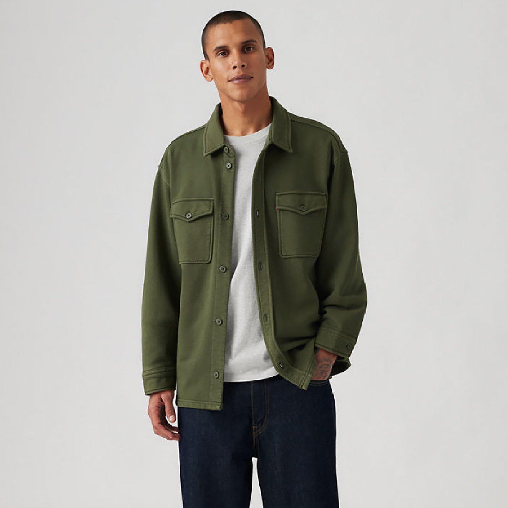 Kombu Green - Levis - Men's Bayview Soft Worker Cotton Long-Sleeve Overshirt - 3