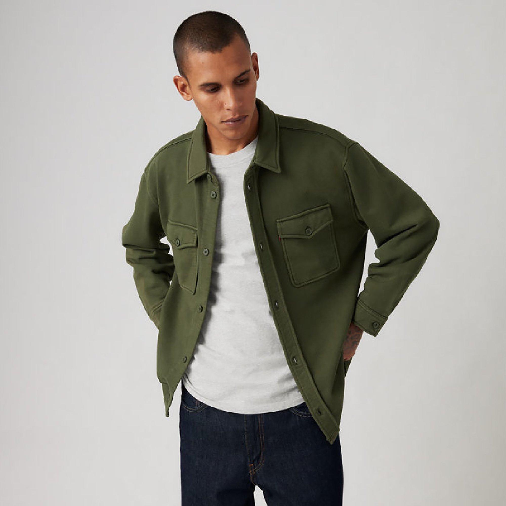Kombu Green - Levis - Men's Bayview Soft Worker Cotton Long-Sleeve Overshirt - 5