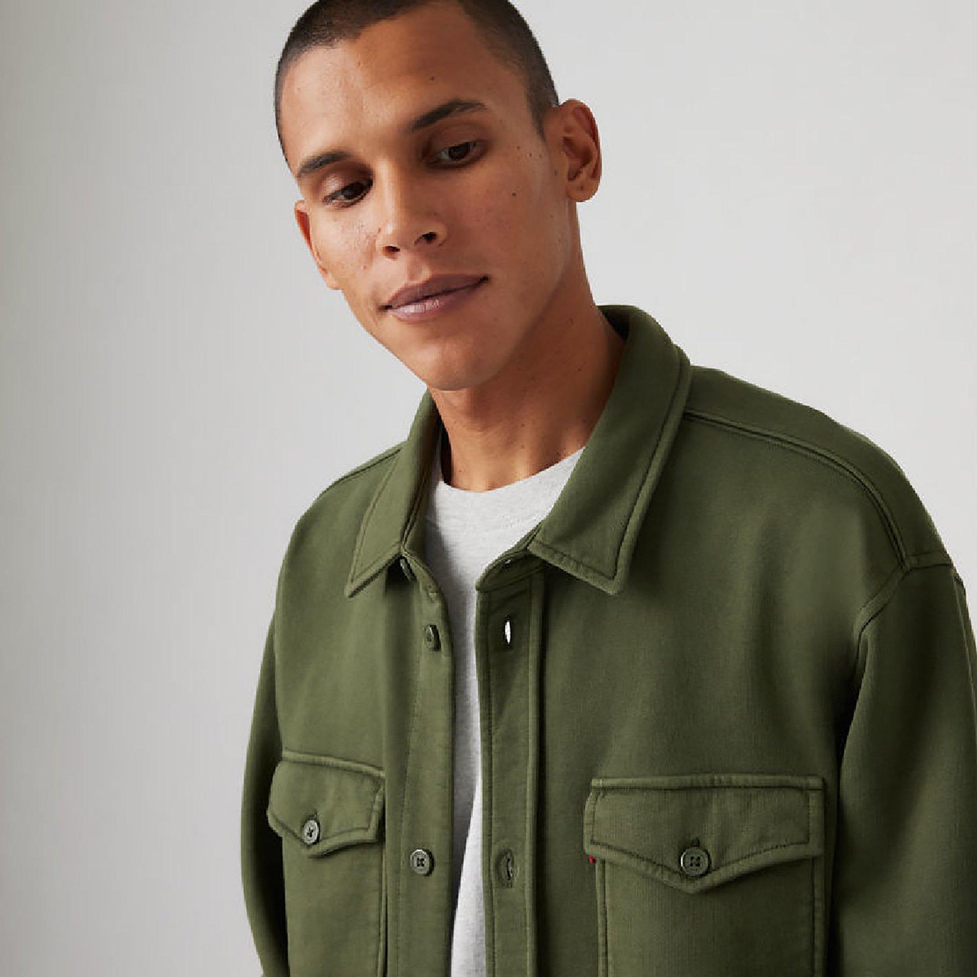 Kombu Green - Levis - Men's Bayview Soft Worker Cotton Long-Sleeve Overshirt - 6